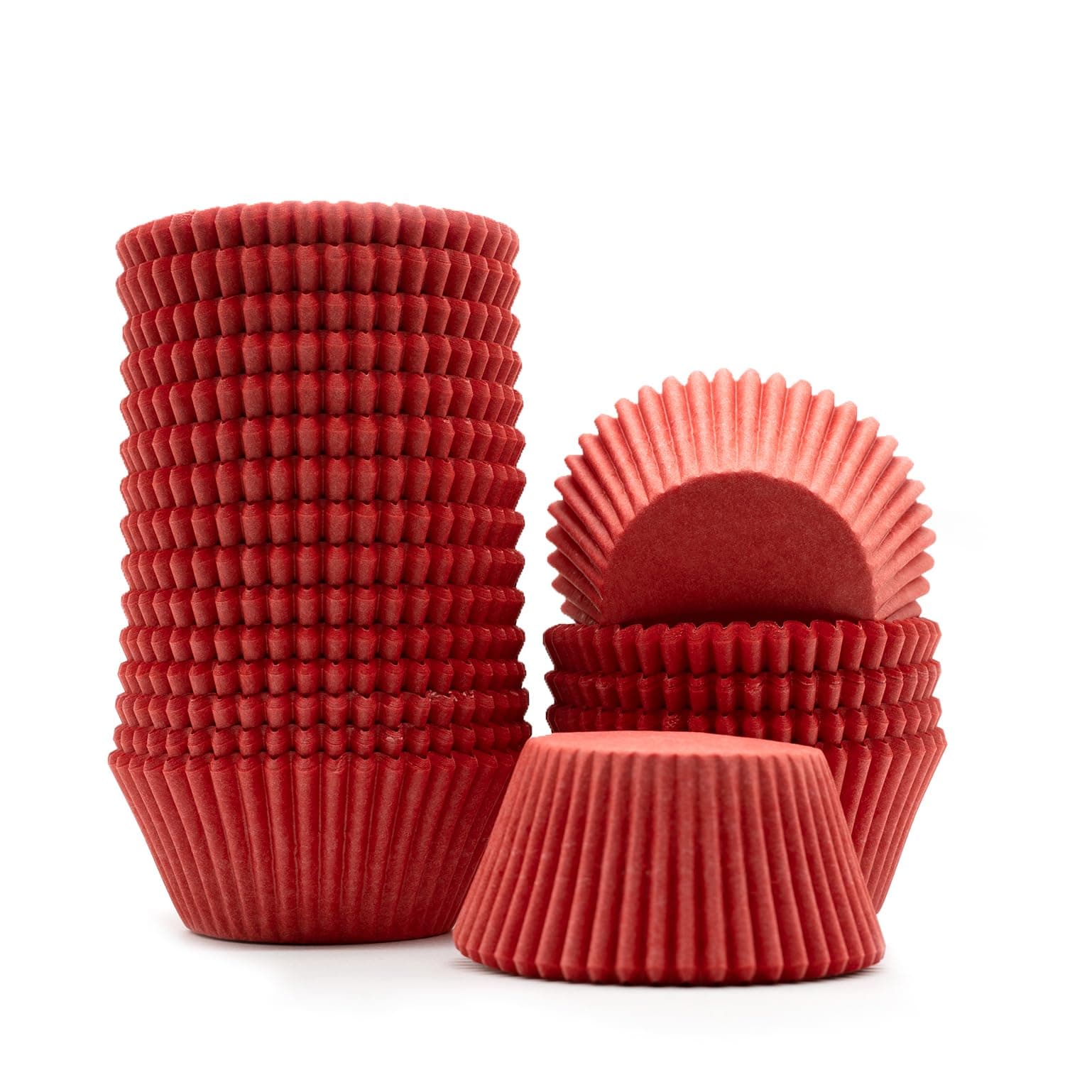Mombake Food Grade Red Greaseproof Paper Cupcake Liners, No Odour Premium Muffin Baking Cups Standard Size, 500-Count