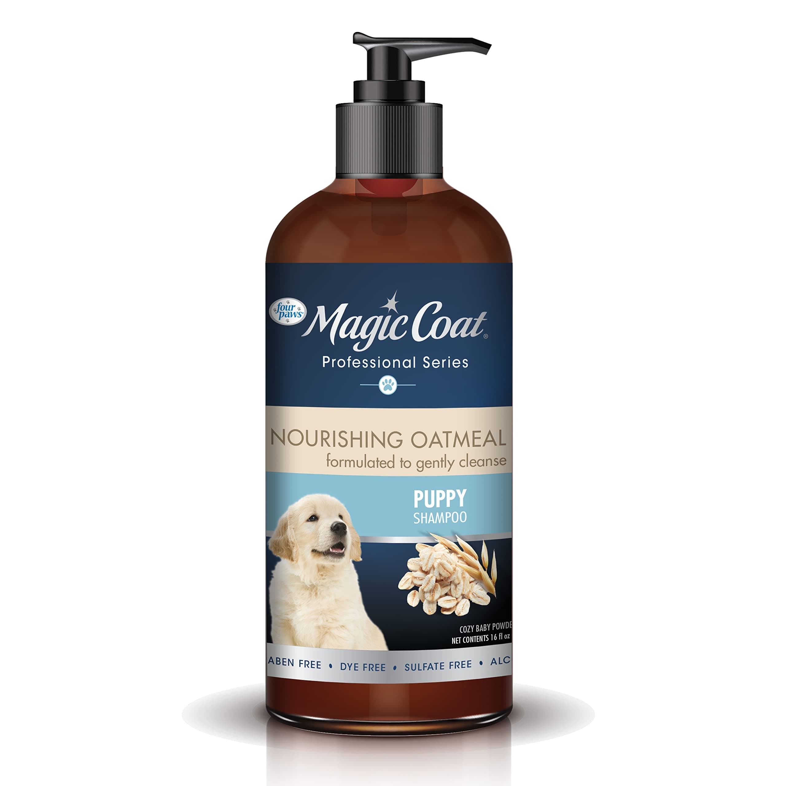 Four Paws Magic Coat Professional Series Nourishing Oatmeal Puppy Shampoo, Paraben & Sulfate Free Dog Wash, Gentle Shampoo for Puppies, Baby Powder Scent, 16 Ounce