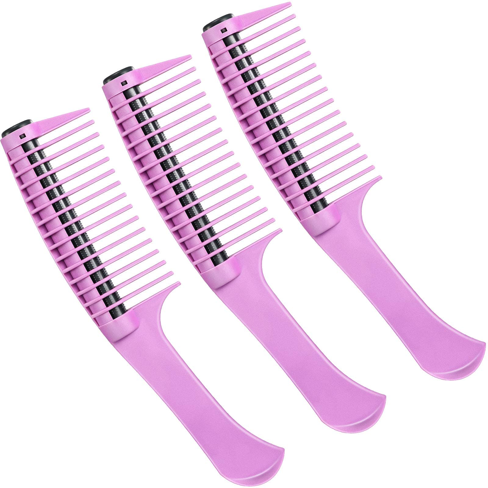 Leinuosen 3 Packs Hair Comb with Roller, Purple