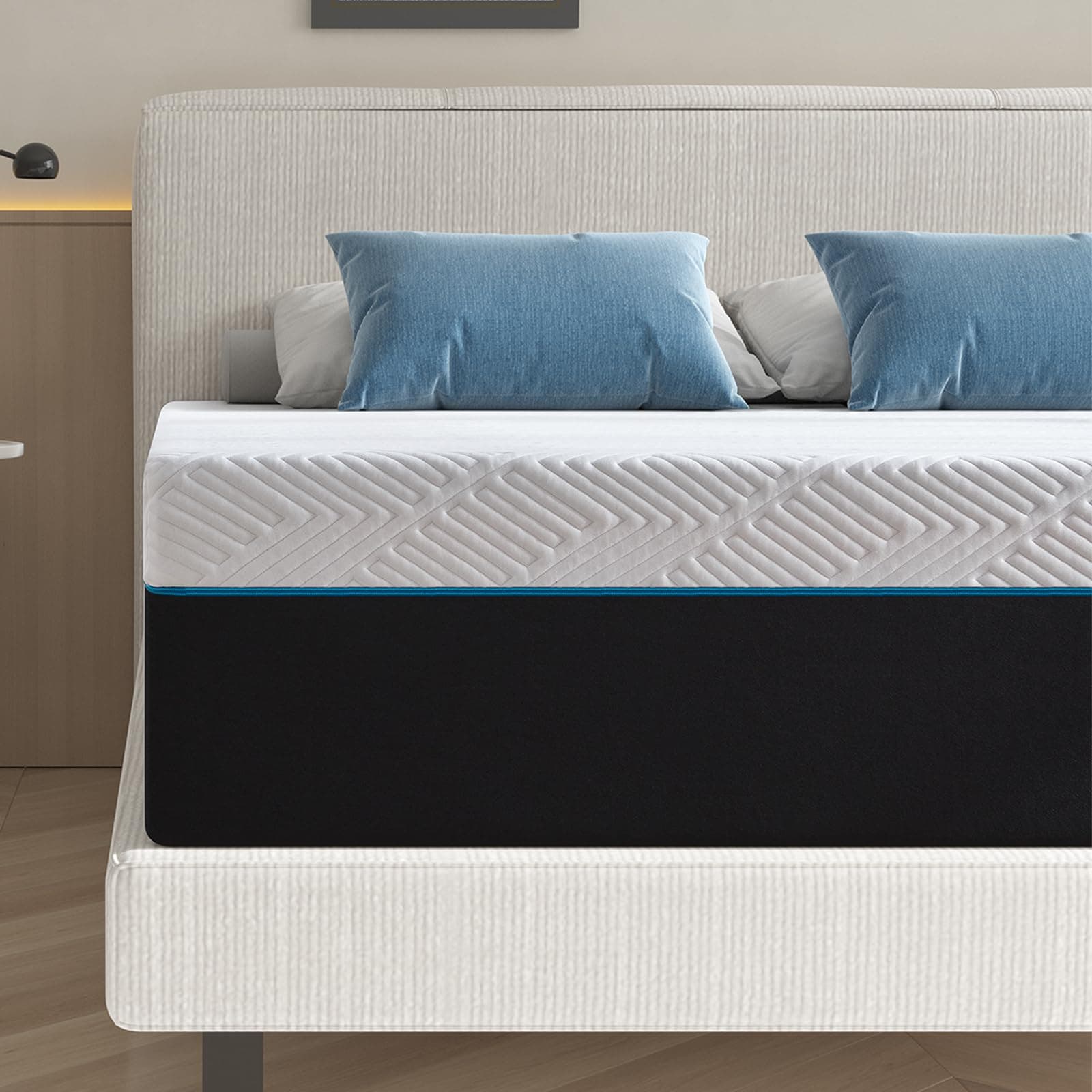 Slomix 10-inch Supportive Medium Firm Gel Memory Foam Black King Mattress
