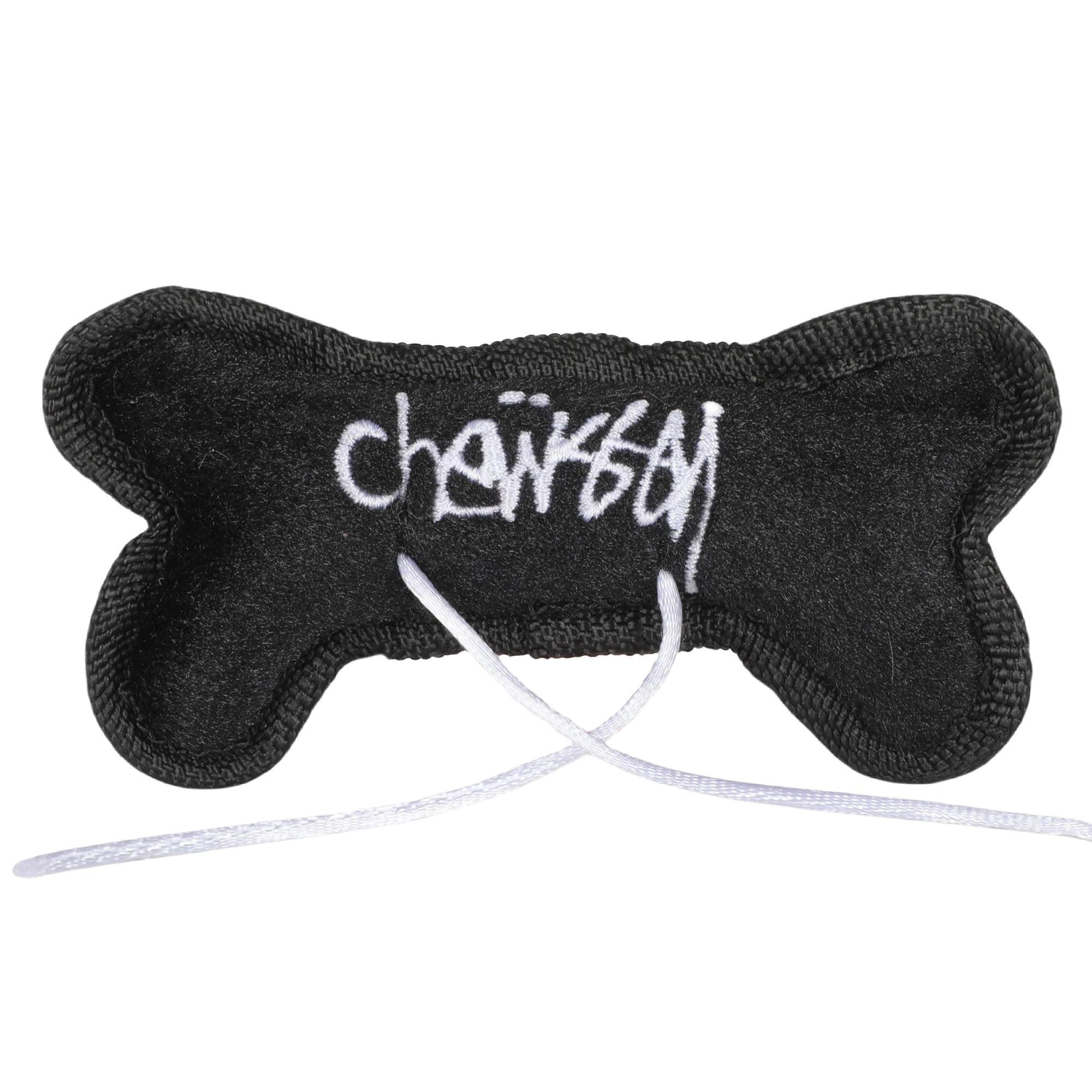 Chomp Haus Chewssy Bone – Luxurious Plush Dog Toy with Squeaker, Premium Fabric, Embroidered Details, Designer-Inspired Chew Toy, Fun Gift for Small to Medium Dogs & Dog Lovers
