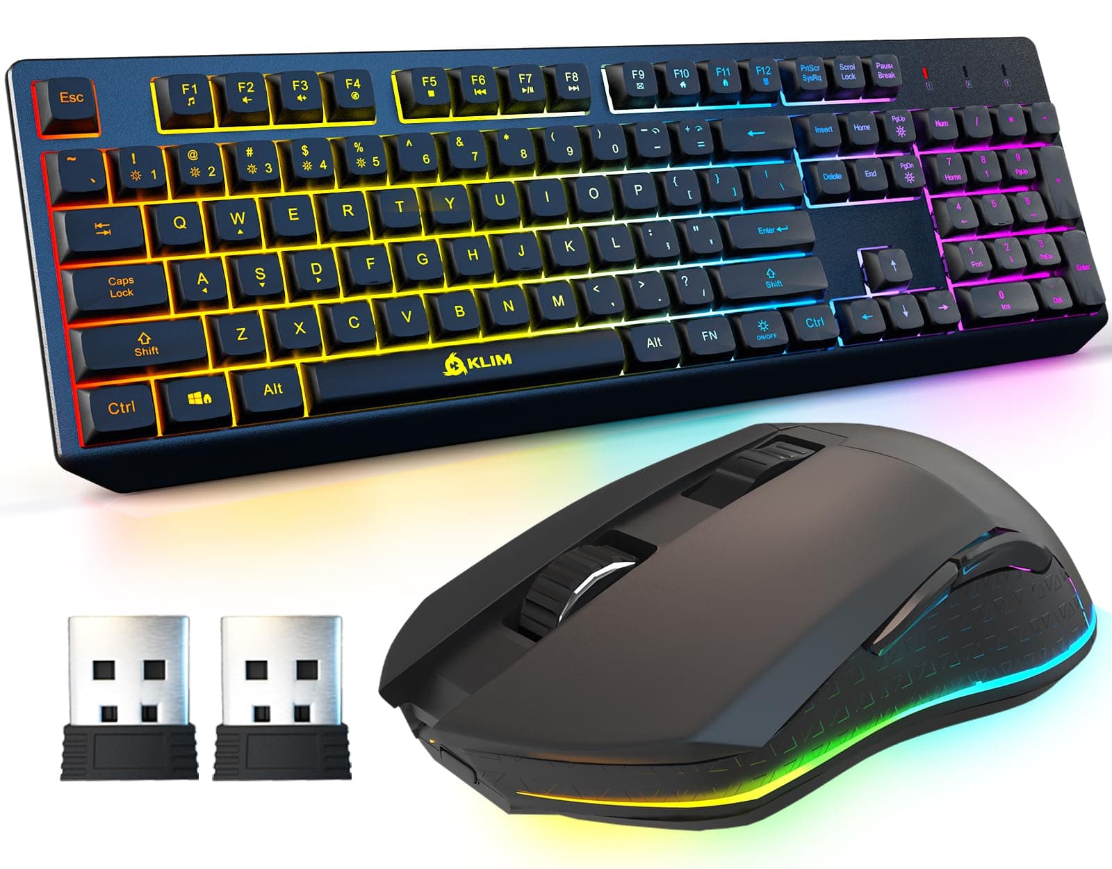 KLIM Blaze & Chroma Wireless Bundle – New – Gaming Keyboard and Mouse Combo – Responsive, Durable, Ergonomic – Backlit Keyboard – RGB Gaming Mouse – Long-Lasting Built-in Battery