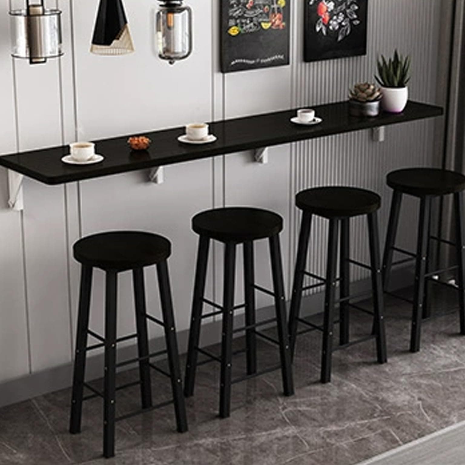 Hanging Home Narrow Long Table，Wall Hanging Dining Table， Folding Kitchen Wall，Folding Table Wall，Hanging Folding Desk， Restaurant Milk tea Shop Bar Home/Garden/Event Indoor/Multifunctional Simple(Col