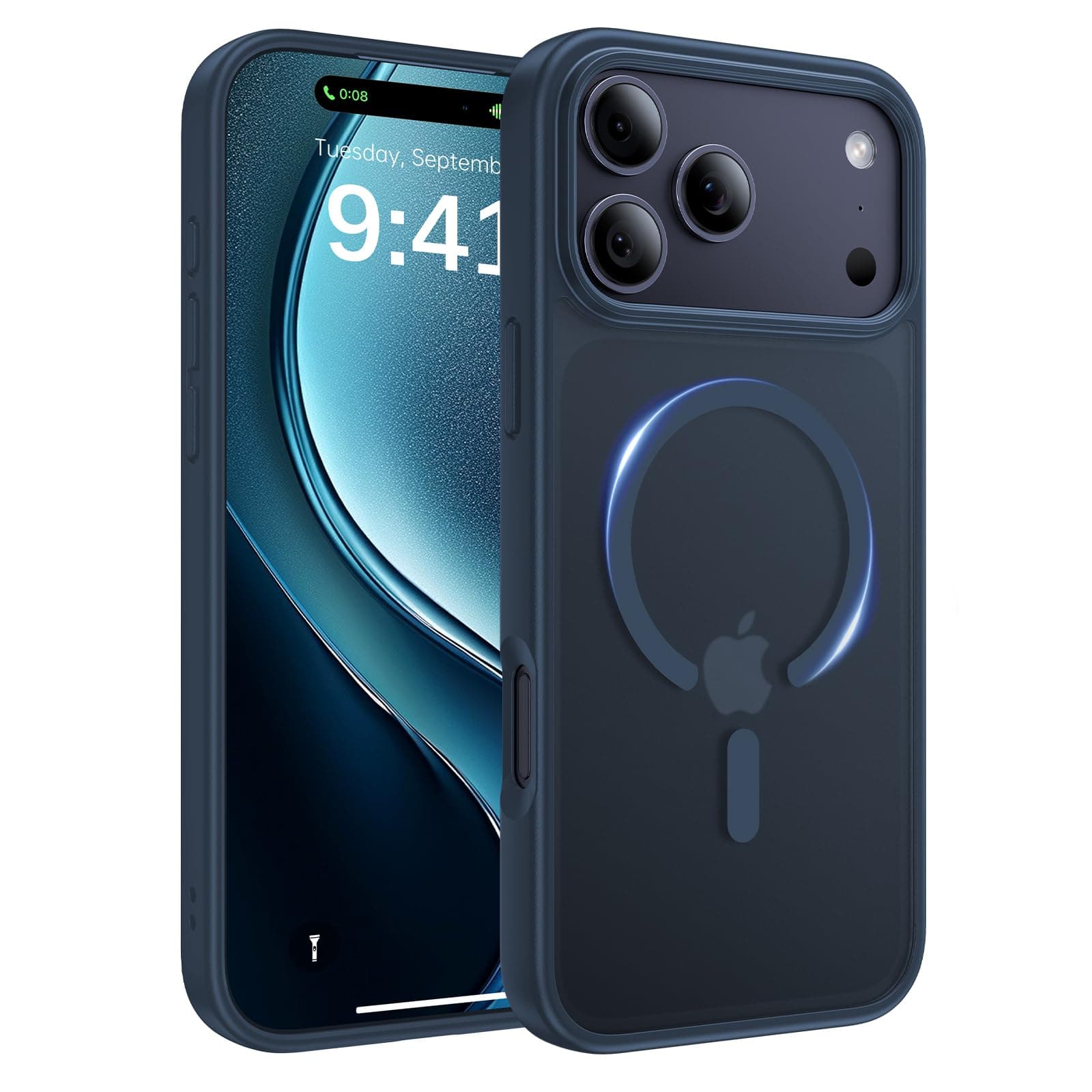Shiiuou Magnetic for iPhone 17 Pro Case, [Anti-Slip] [Military-Grade Drop Protection] [Camera Protection] Skin-Friendly Slim Matte Shockproof Protective for iPhone 17 Pro Phone Case, Midnight Blue