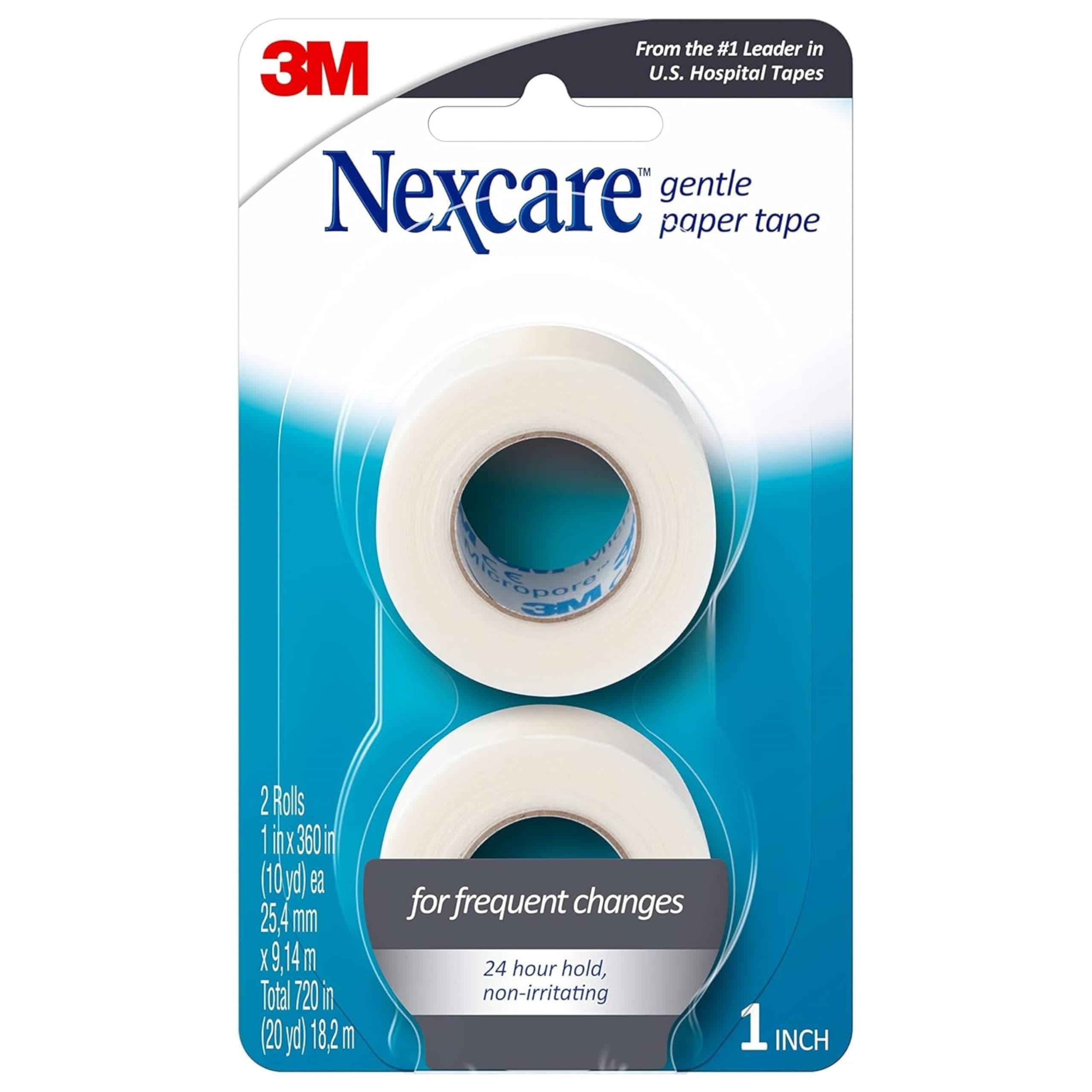 Nexcare Gentle Paper Tape 1 Inch X 10 Yards - 2 ct, Pack of 4