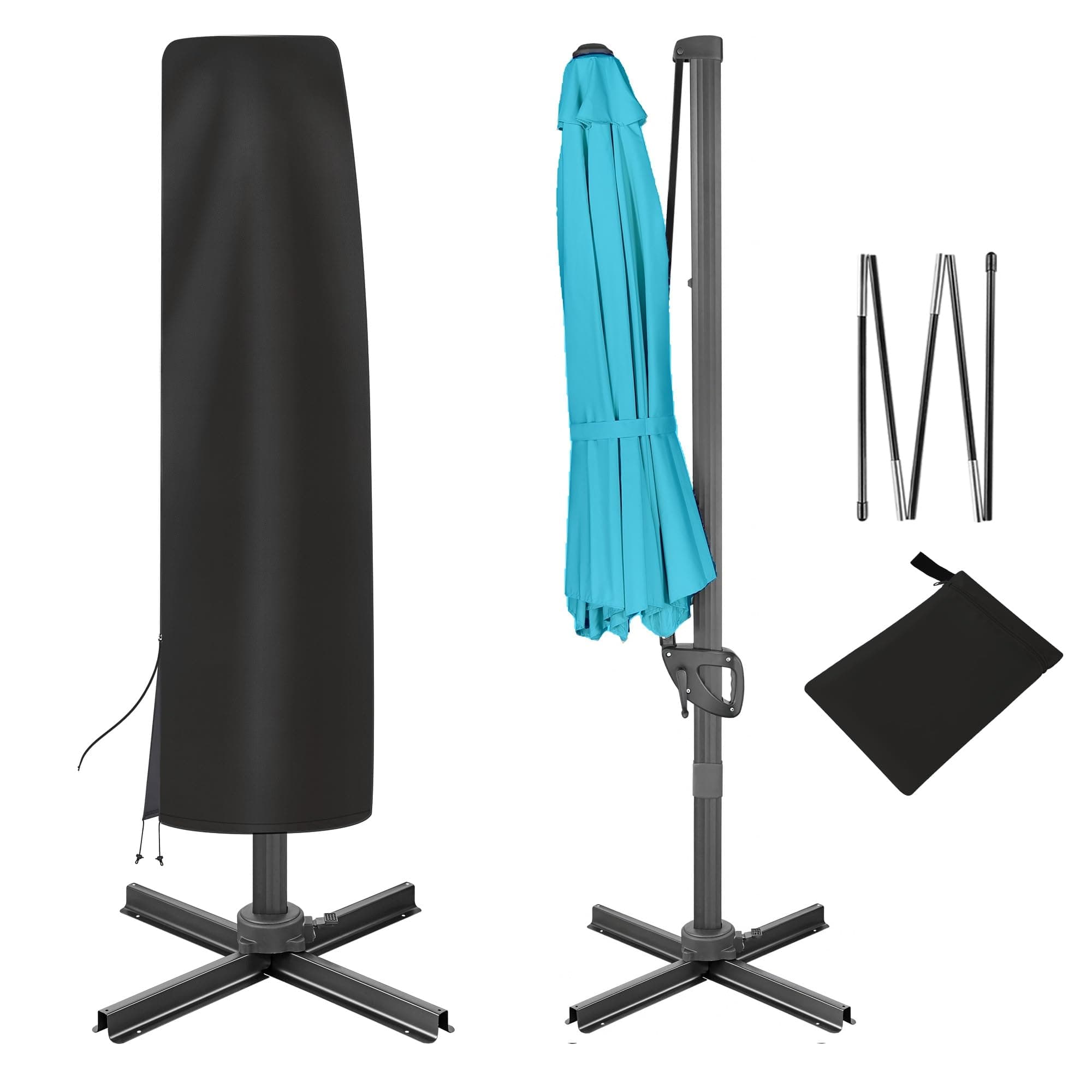 FLAME&SHADE Patio Umbrella Cover Waterproof, Fits Offset Umbrella 9-13 FT