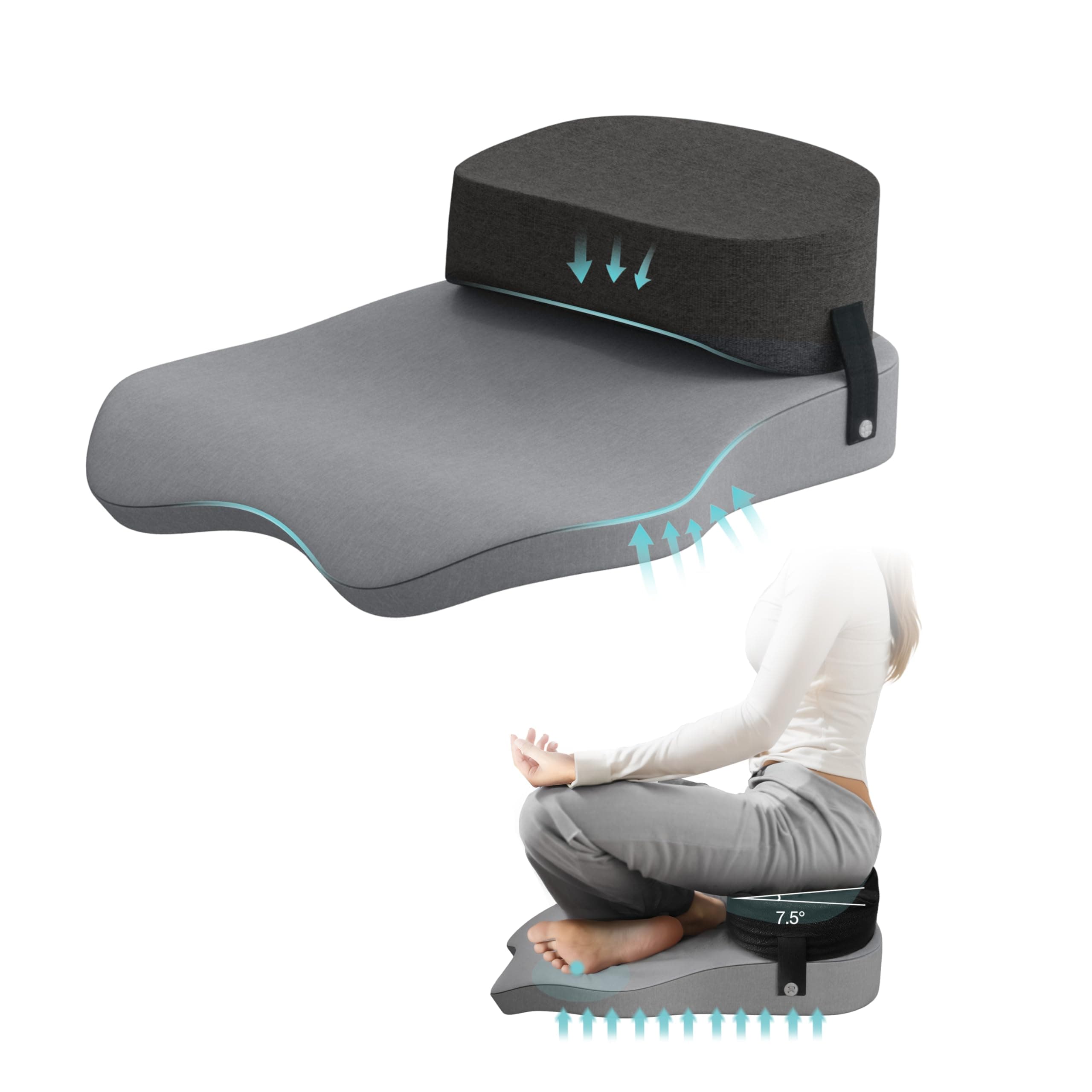 Johnear Cross Legged Office Chair Cushion Meditation Chair Meditation Cushion Floor Pillows for Adults Sitting Yoga Enthusiasts, Meditation Fanatics Seat (Grey)