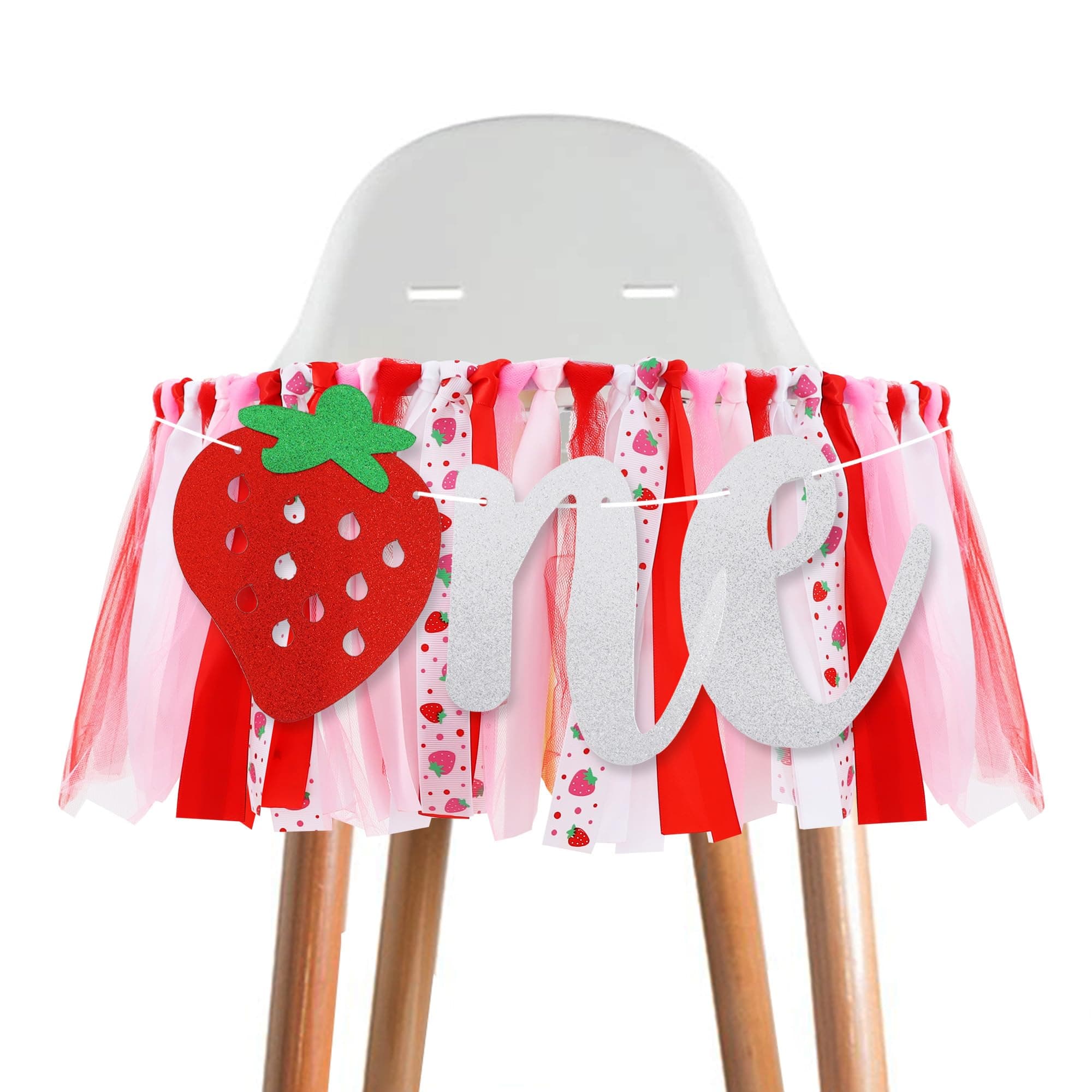 BEISHIDA Strawberry One High Chair Banner -Strawberry 1st Birthday High Chair Banner，Sweet Berry First Birthday Party Decorations，Berry Sign Anniversary Party Banner，Photo Prop
