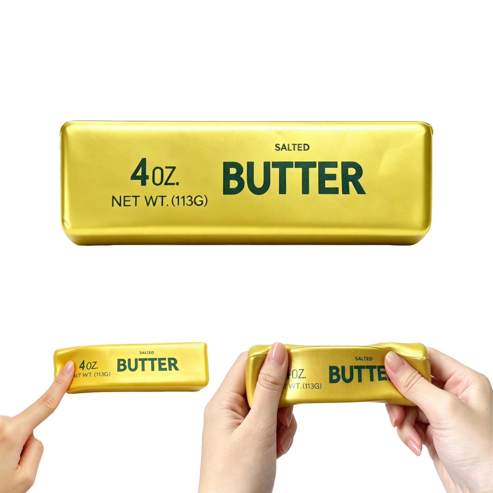 Butter Squishy Slow Rising Stress Toy, Aglacynorath 1 Pack Realistic Butter Stick Squeeze Toy, PU Foam Fidget Toy for Anxiety Relief, Portable Desk Decor for Office (Golden)