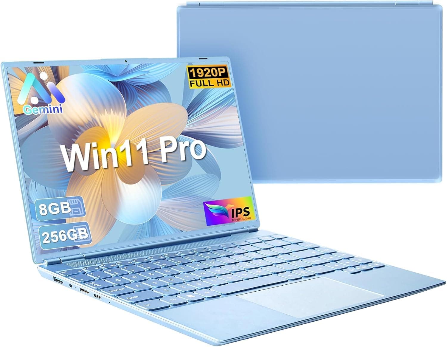 14" Laptop 8GB LPDDR4 256GB SSD Up to 1TB SSD Expand Celeron N5095-Blue