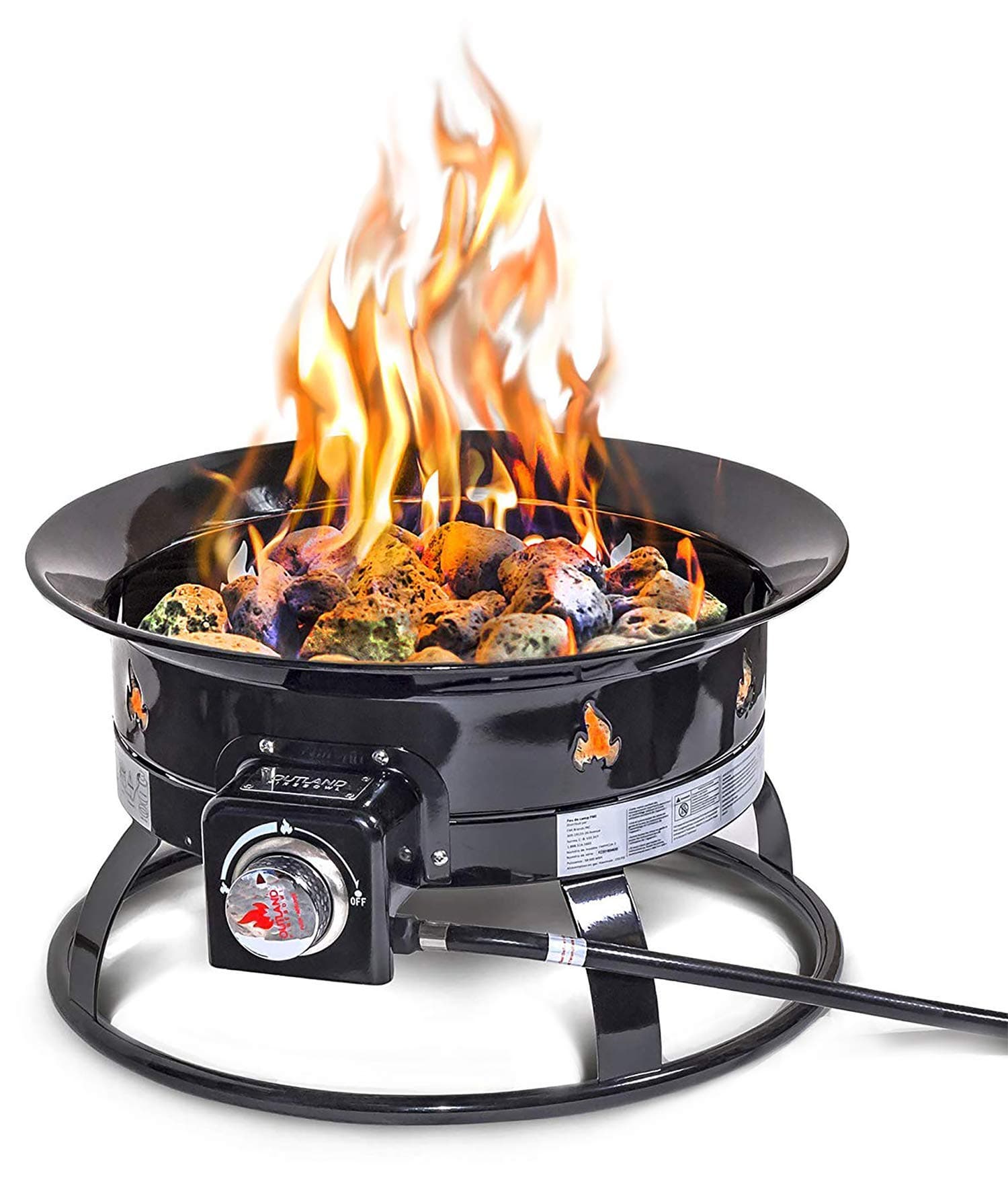 Outland Living Firebowl, Smokeless Fire Pit, Round Outdoor Portable Propane Gas Fire Pit With Fire Pit Cover & Carry Kit, 19-inch Diameter 58,000 Btu, 893 Deluxe Black Perfect for Outside Use