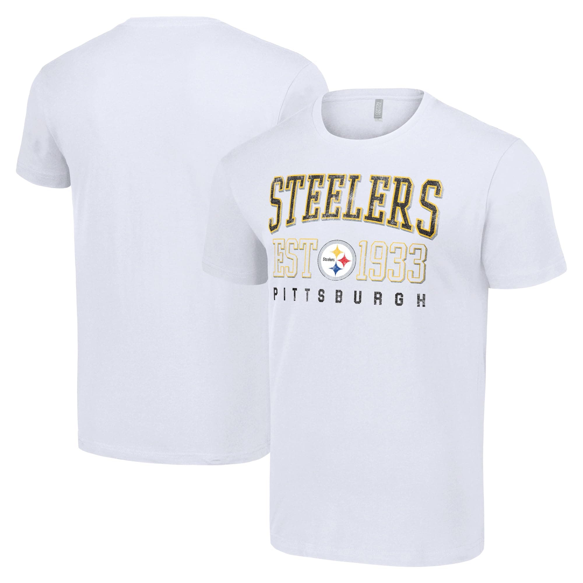 STARTER Men's White Pittsburgh Steelers Throwback Logo T-Shirt