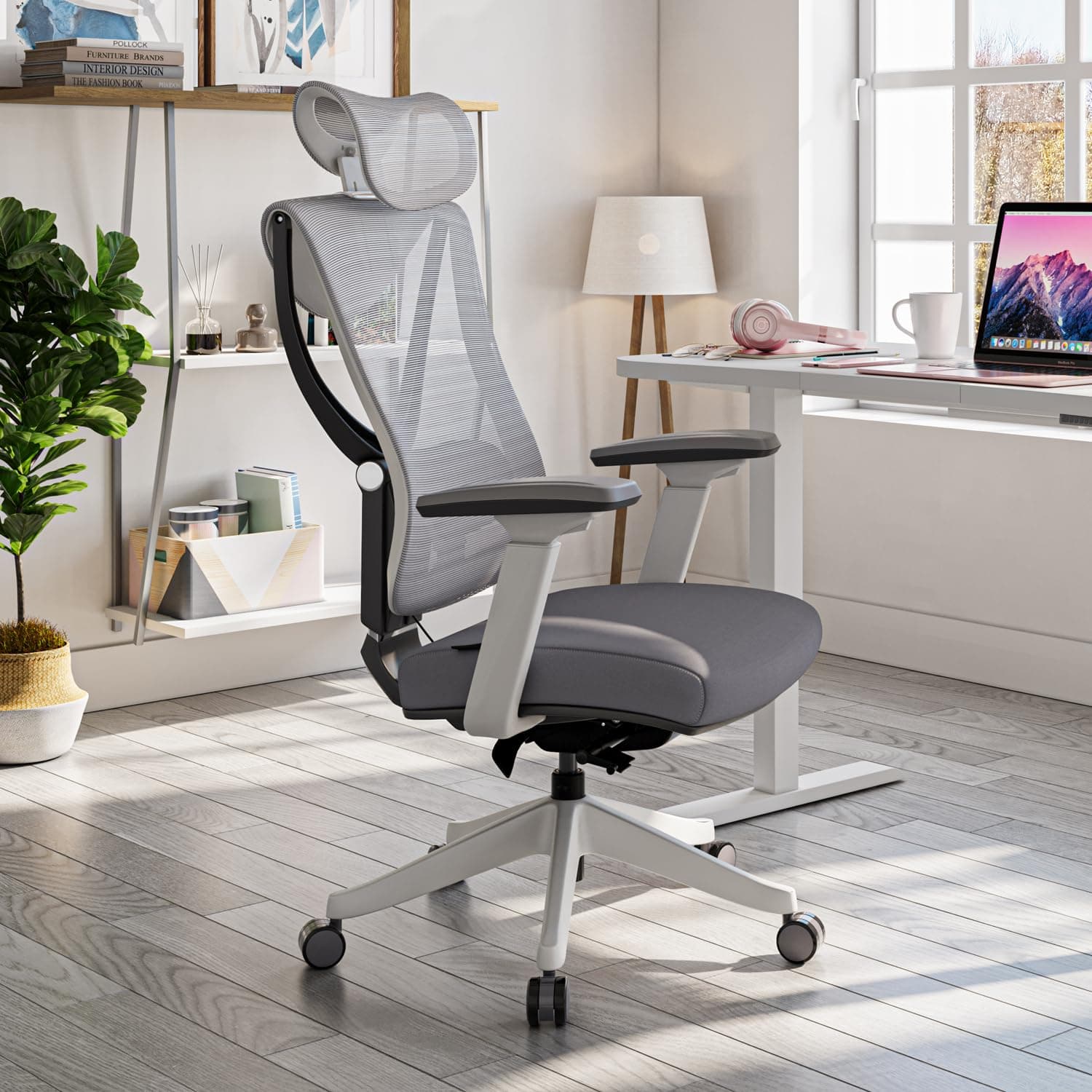 Hyggeful ComfyZen Series Ergonomic Office Chair Cushion Seat Top (Premium German Mesh Material | Italian-Engineered Multi-Function Mechanism Base | Class 4 Gas Lift) - Grey