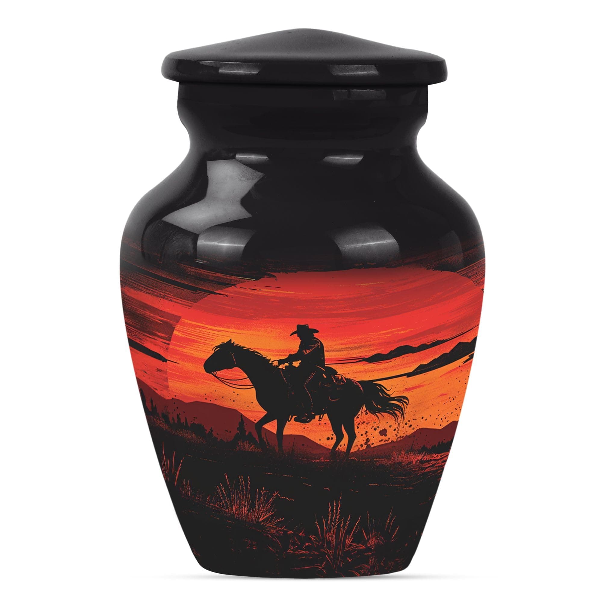 JAGSHASHI Cowboy Urn - Small Urn - Urns for Human Ashes Adult Female - Ash Urns for Humans - Cremation Urns for Human Ashes Adult Male - (3 inch Pack of 1)