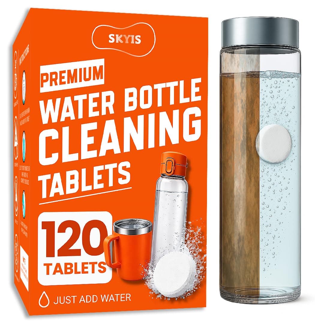 Skyis Water Bottle Cleaning Tablets 120 pack, Effervescent Bottle Cleaner Tabs for Stainless Steel, Stanley, Owala, Thermos, Tumbler, Removes Odors & Stains