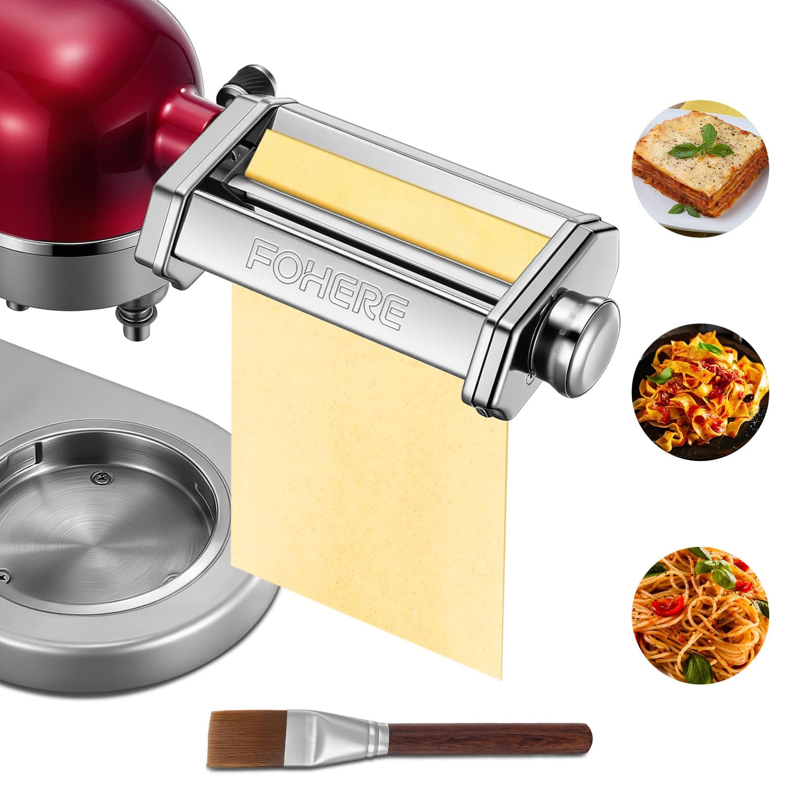 Pasta Attachment for KitchenAid Stand Mixer, Includes Pasta Sheet Rollar, Spaghetti Cutter, 7 Gears Adjustable Pasta Maker Accessories Pasta Roller & Cutter Set (1)
