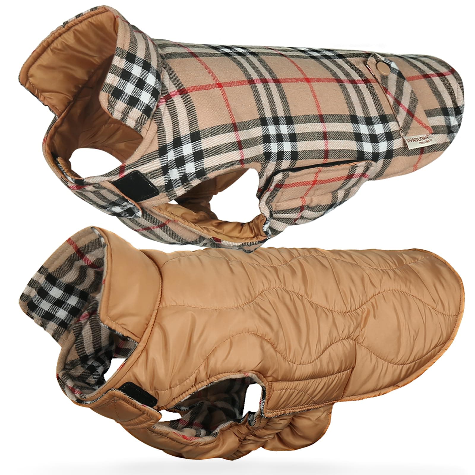 VIVAGLORY Dog Winter Coat Softjoy Warm Dog Jacket, S, Khaki