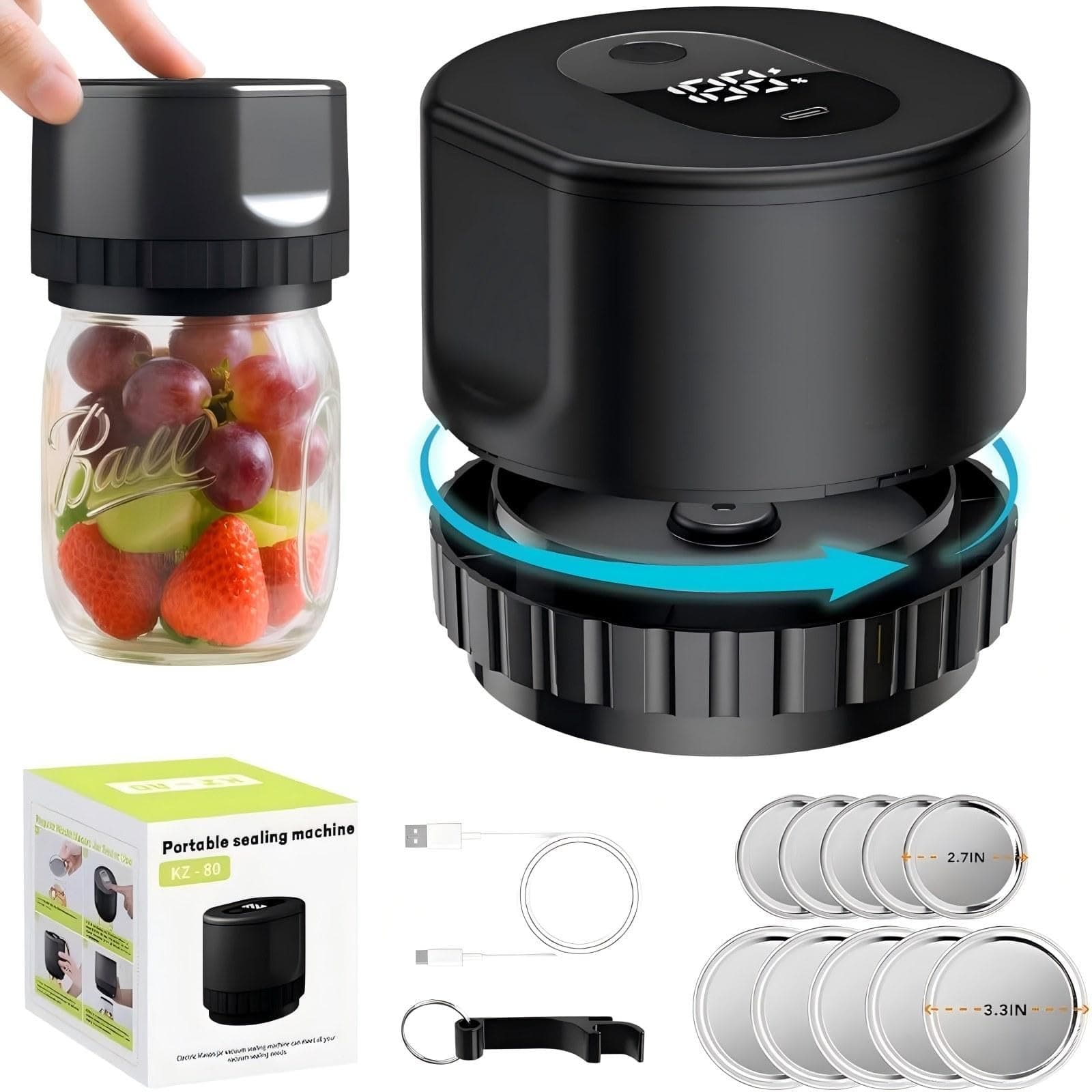 PANGEGE Jar Vacuum Sealer | seal jar sealer| Mouth and Regular Lids