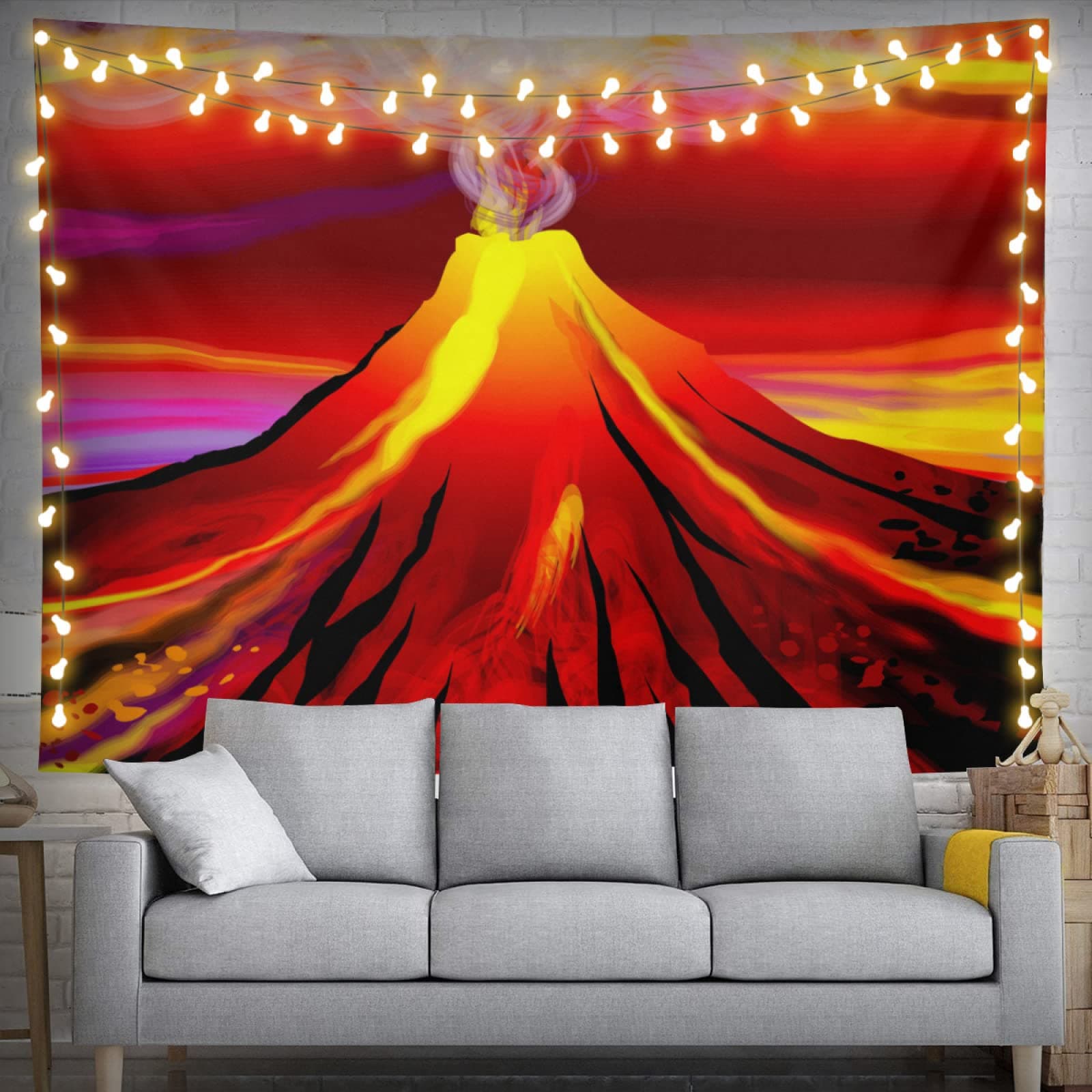 Volcano Eruption Tapestry 80" X 60" Wall Hanging Party Decorations Home Decor For Bedroom Living Room Dorm (200 X 150cm)