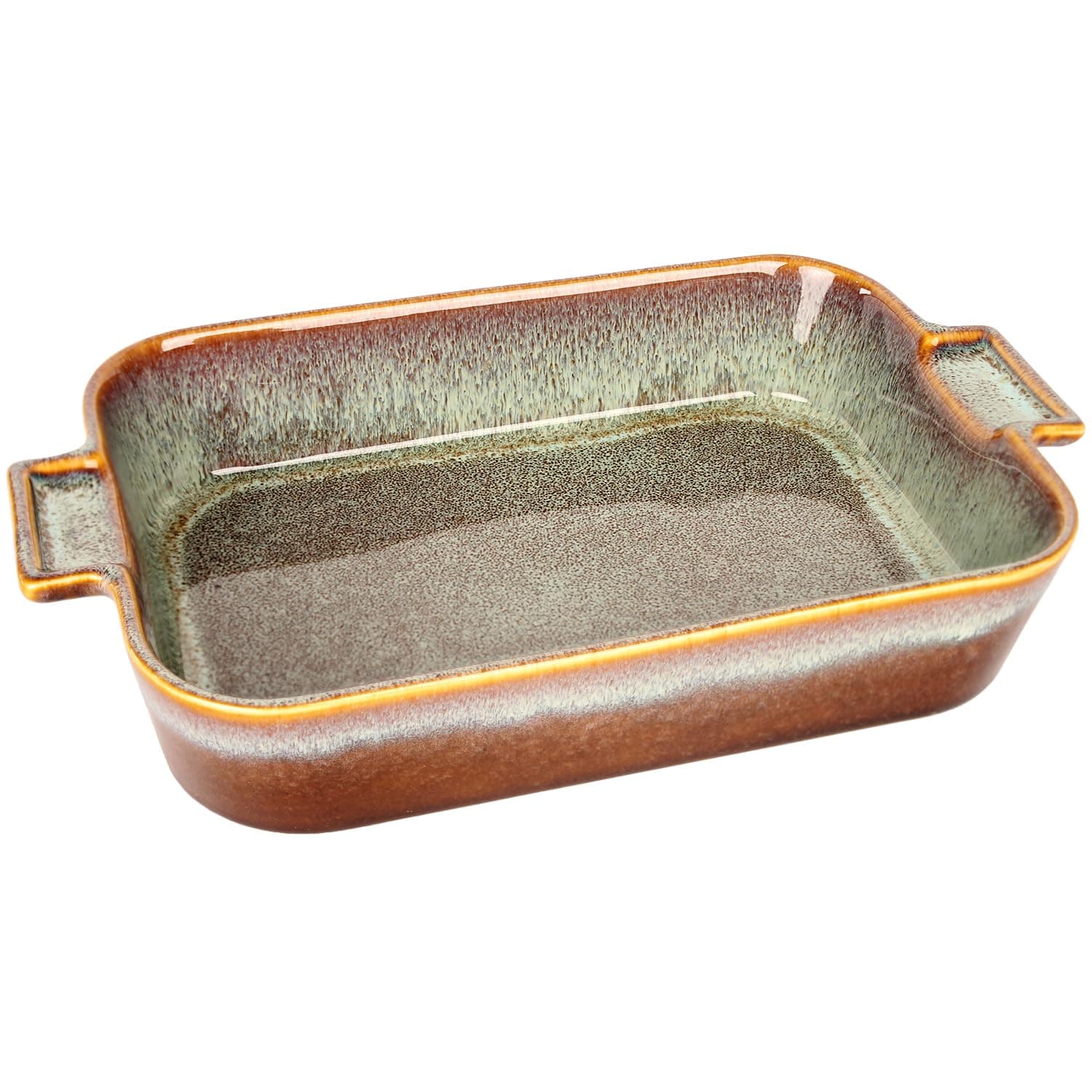 jinsongdafa Casserole Dish, Ceramic Au gratin Baking Dish, Large Lasagna Pan Deep for Oven, Baking Pan with Handles - Oven, Microwave, Freezer and Dishwasher safe - Great Gift (Rectangular 2, 14.5