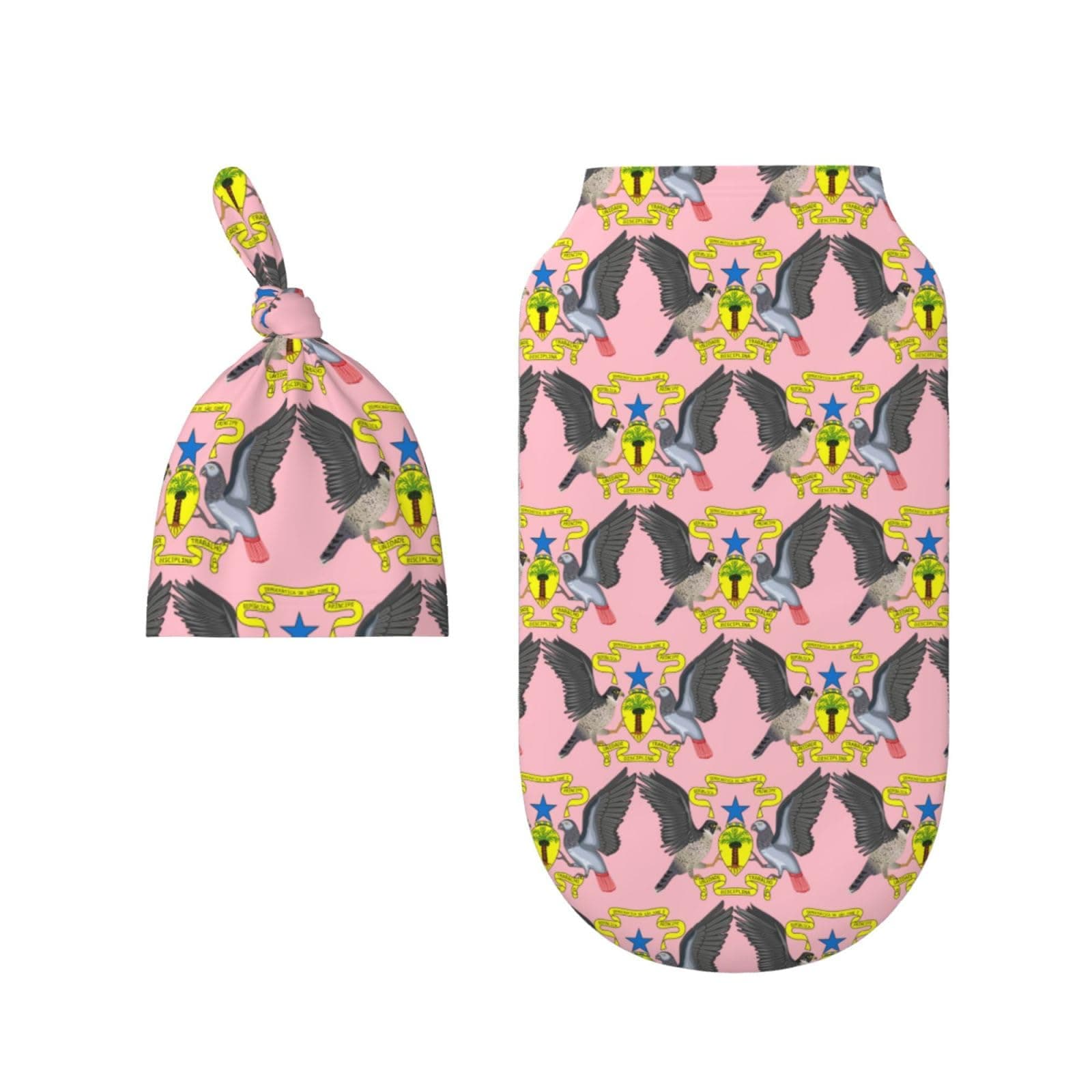 National Emblem of Sao Tome Newborn Swaddle Blankets Hat Sets Soft Infant Baby Receiving Blanket Swaddling Sack