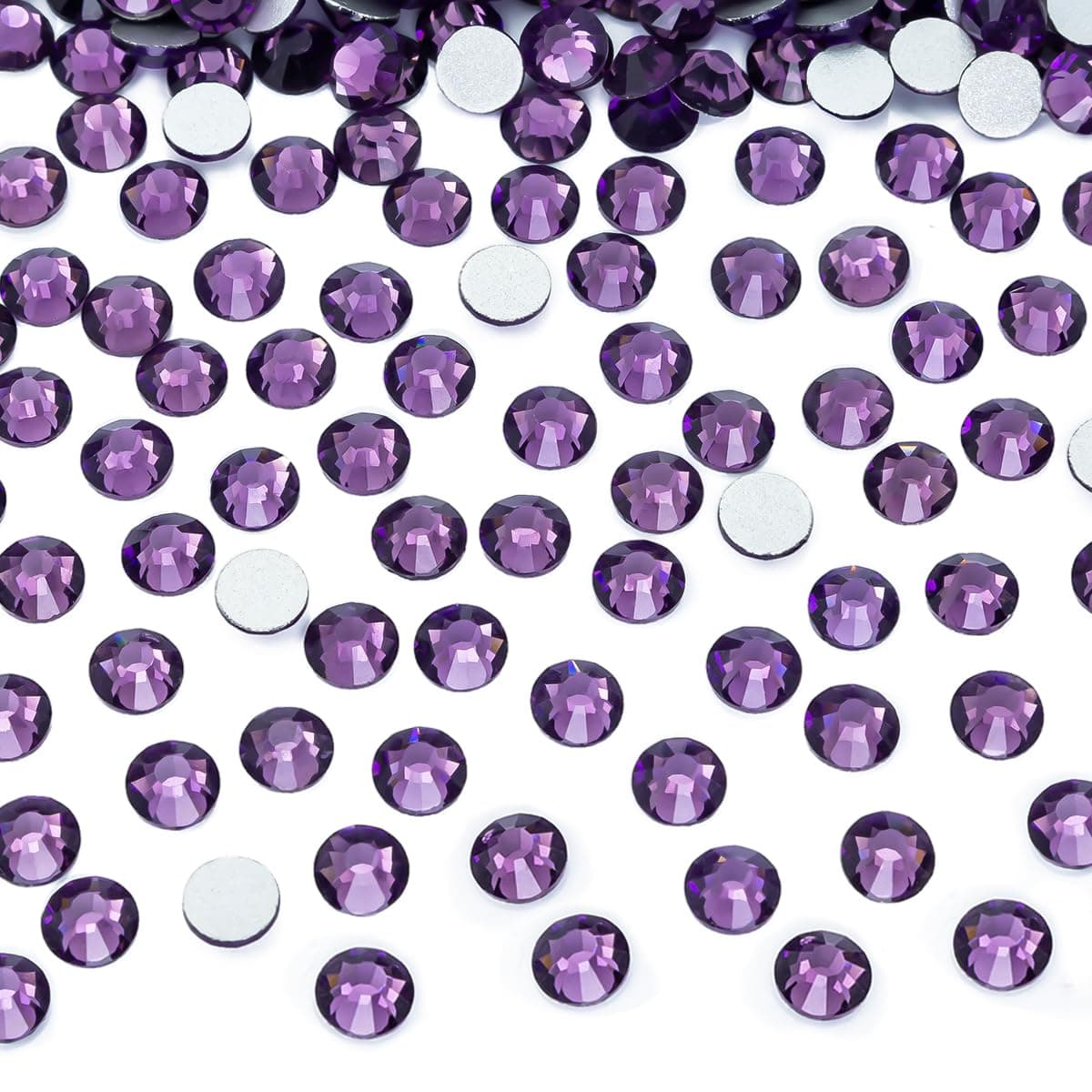 1440pcs SS20 4.8mm Tanzanite Purple Flatback Rhinestones bulk K9 Glass Purple Gems Round Beads Stones Diamonds Nail Charms Jewels Nail Art Supplies Decor for Nails Eyes Face Makeup Crafts DIY Tumblers