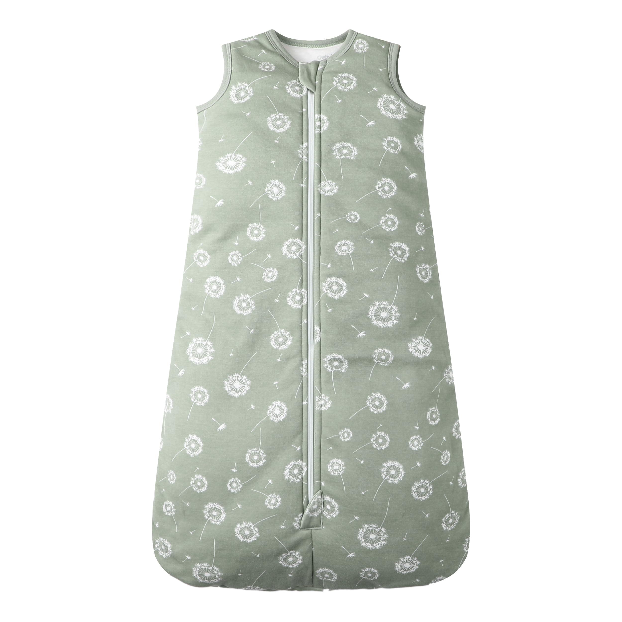 Owlivia Baby Sleep Sack Organic Cotton Sleeping Bag with- 2.5tog Sleeping Bag with 2-Way Zipper, Boys Girls Swaddle Transition Sleep Sack (2.5tog Green Dandelion, 18-24 Months)