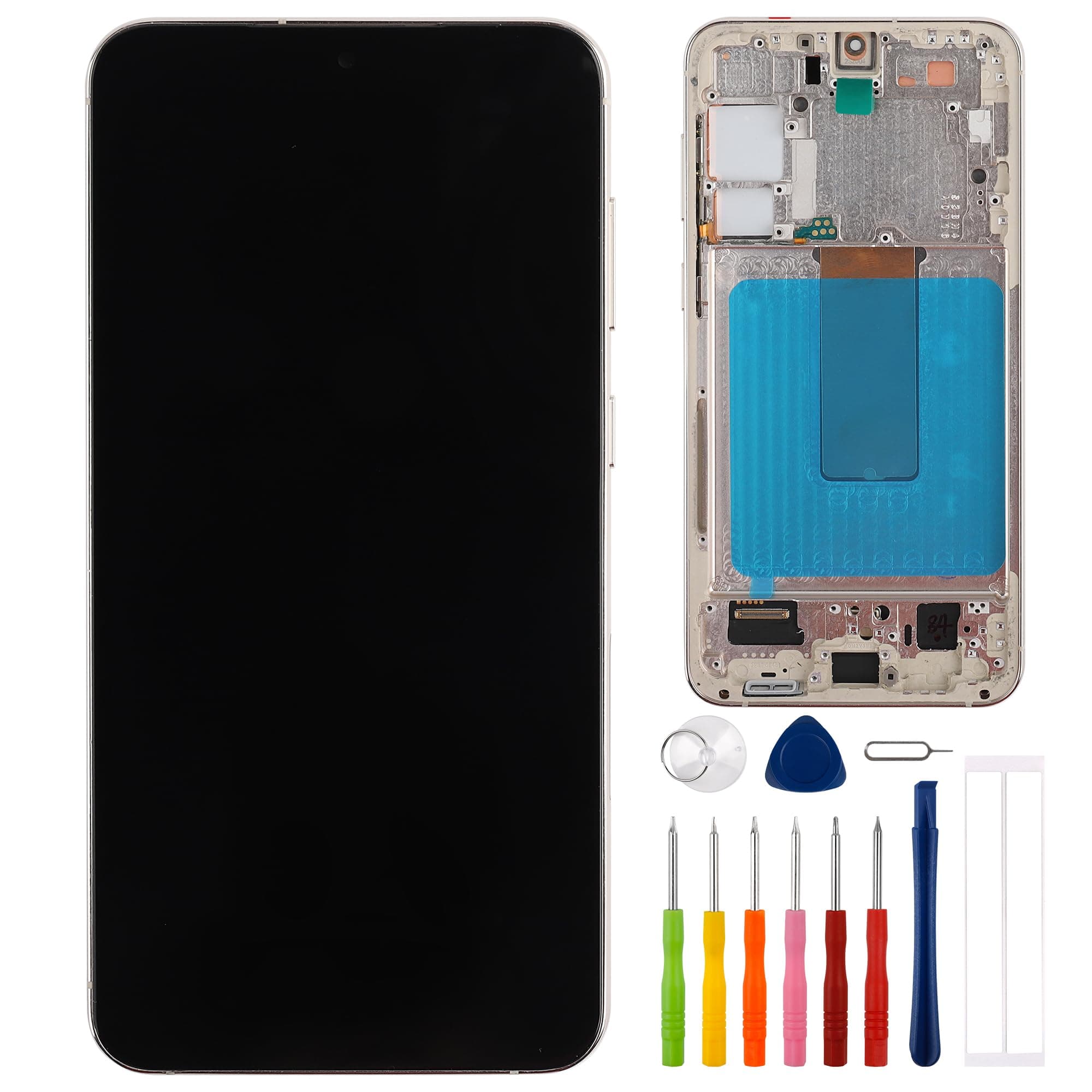 E-yiiviil OLED Digital Display Compatible with Samsung Galaxy S23+ S23 Plus SM-S916B SM-S916U 6.6" LCD Display Touch Screen Assembly Supported Fingerprint(with Frame) Cream with Tools