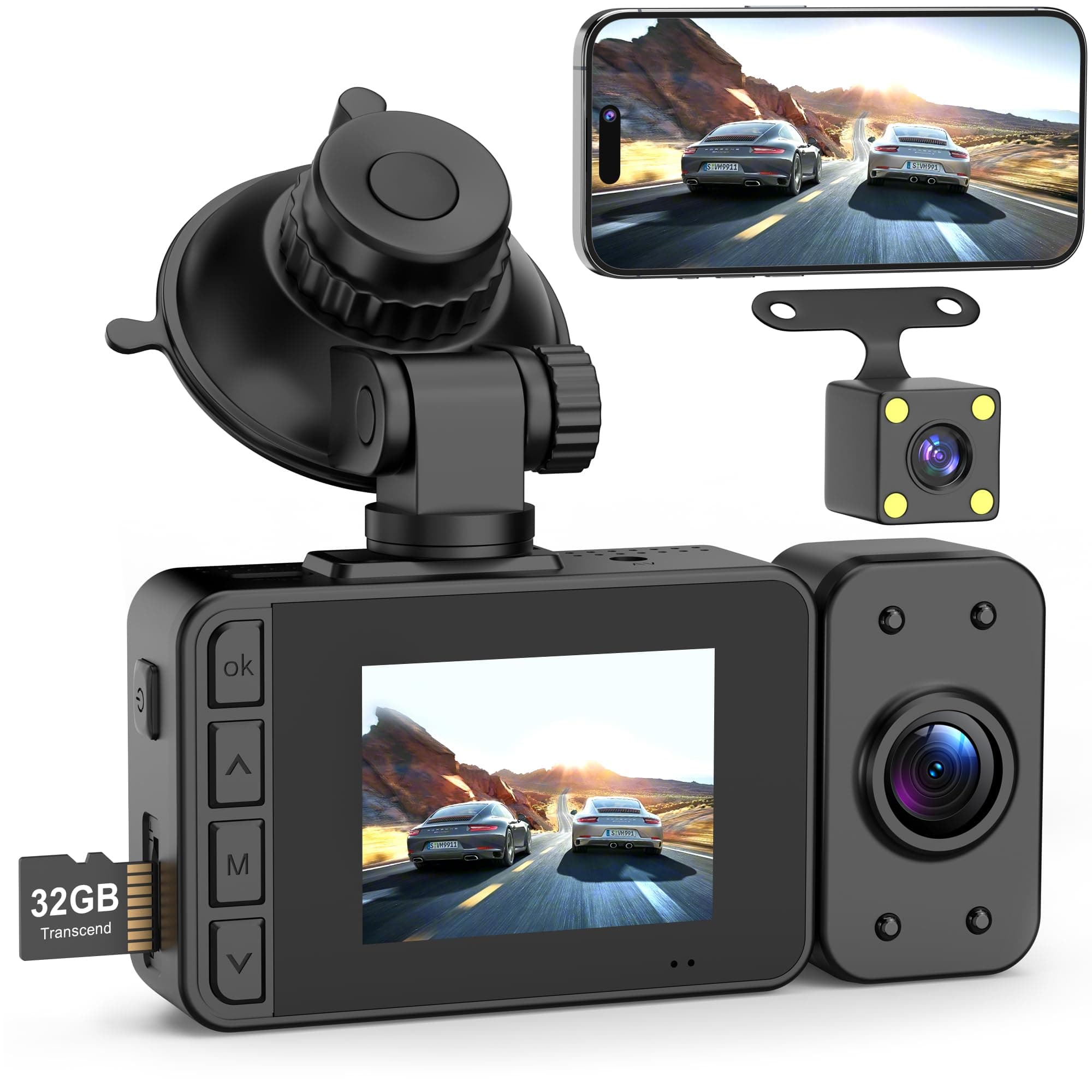 Dash Cam Front Rear Dashcam - Dash Cam Front Rear Dashcam - Car Camera Dual Lens Dashcams for Car with 32GB Card1080P Full HD G-Sensor Support 170° Wide Angle Loop Recording Full HD 4