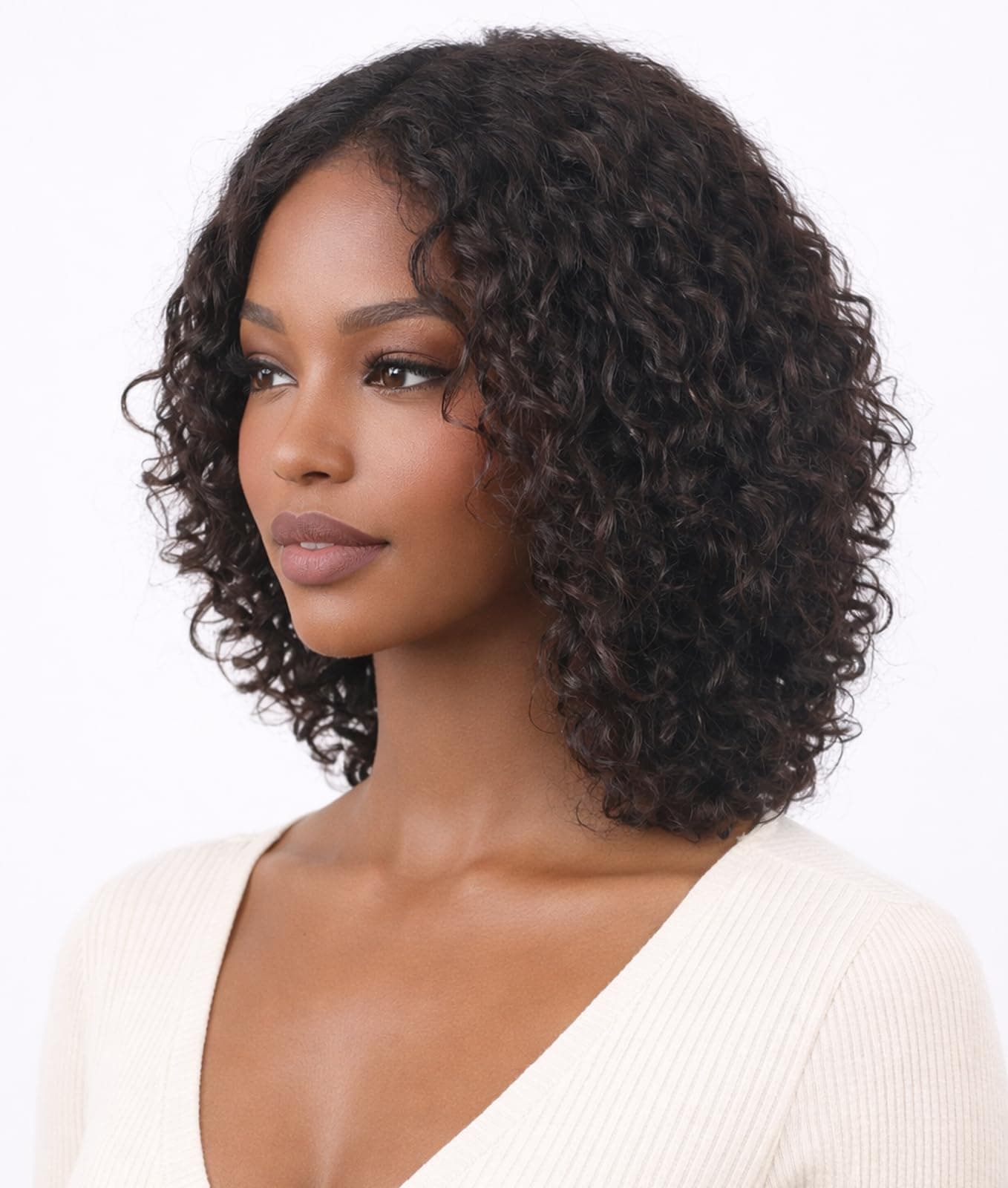 ManeMajesty Short Curly Human Hair Wigs, Deep Curly Glueless Lace Front Wigs Human Hair Pre Plucked Hairline, T Part HD Lace 180% Density Afro Curly Human Hair Wig for Black Women, Natural 12 inch.