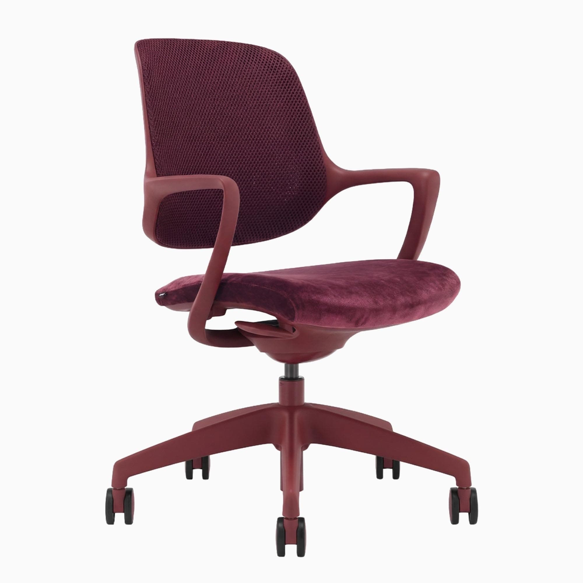 Desky Evoque Low Back Office Chair - Red Velvet/No