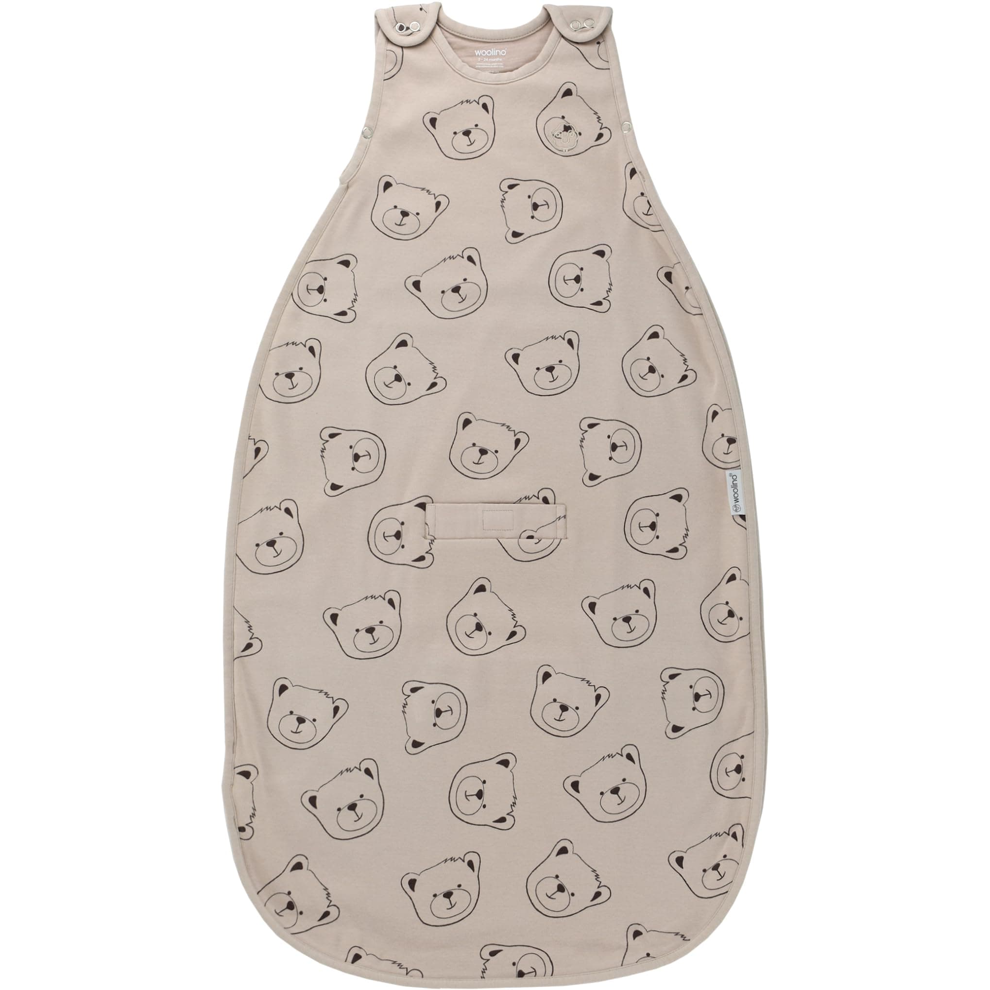 Woolino Merino Wool and Organic Cotton Ultimate Baby Sleep Sack - 4 Season Baby Wearable Blanket - Two-Way Zipper Adjustable Sleeping Bag - Universal Size (2-24 Months) - Teddy Bear
