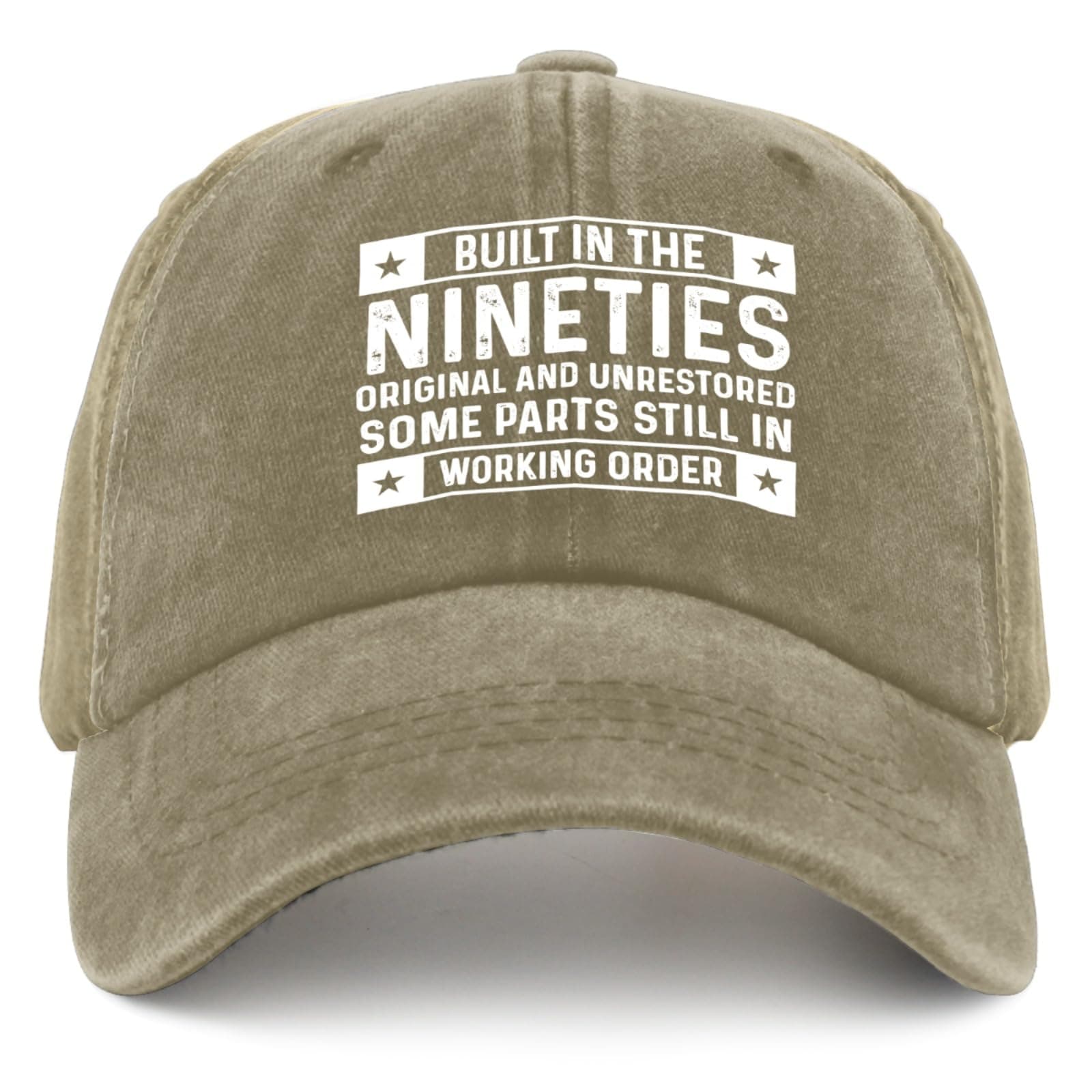 Birthday Gifts for Men Women, Personalized 20th - 90th Birthday Gifts, Built in Nineties Original and Unrestored Some Parts Hat Natural