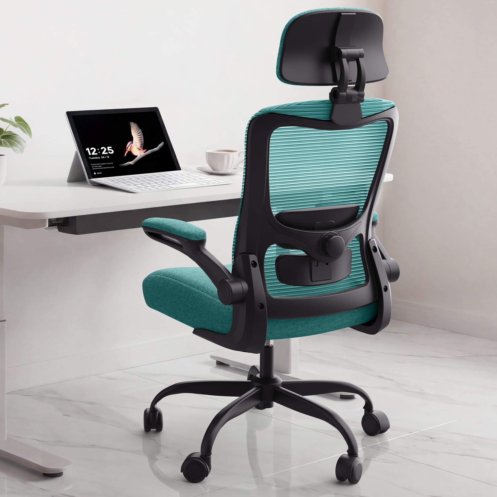 Ergonomic Office Chair for Long Hours, Adjustable Padded Lumbar Support for Lower Back Relief, 330 lb Capacity, Comfortable Computer Desk Chair for Home Office, Work & Study