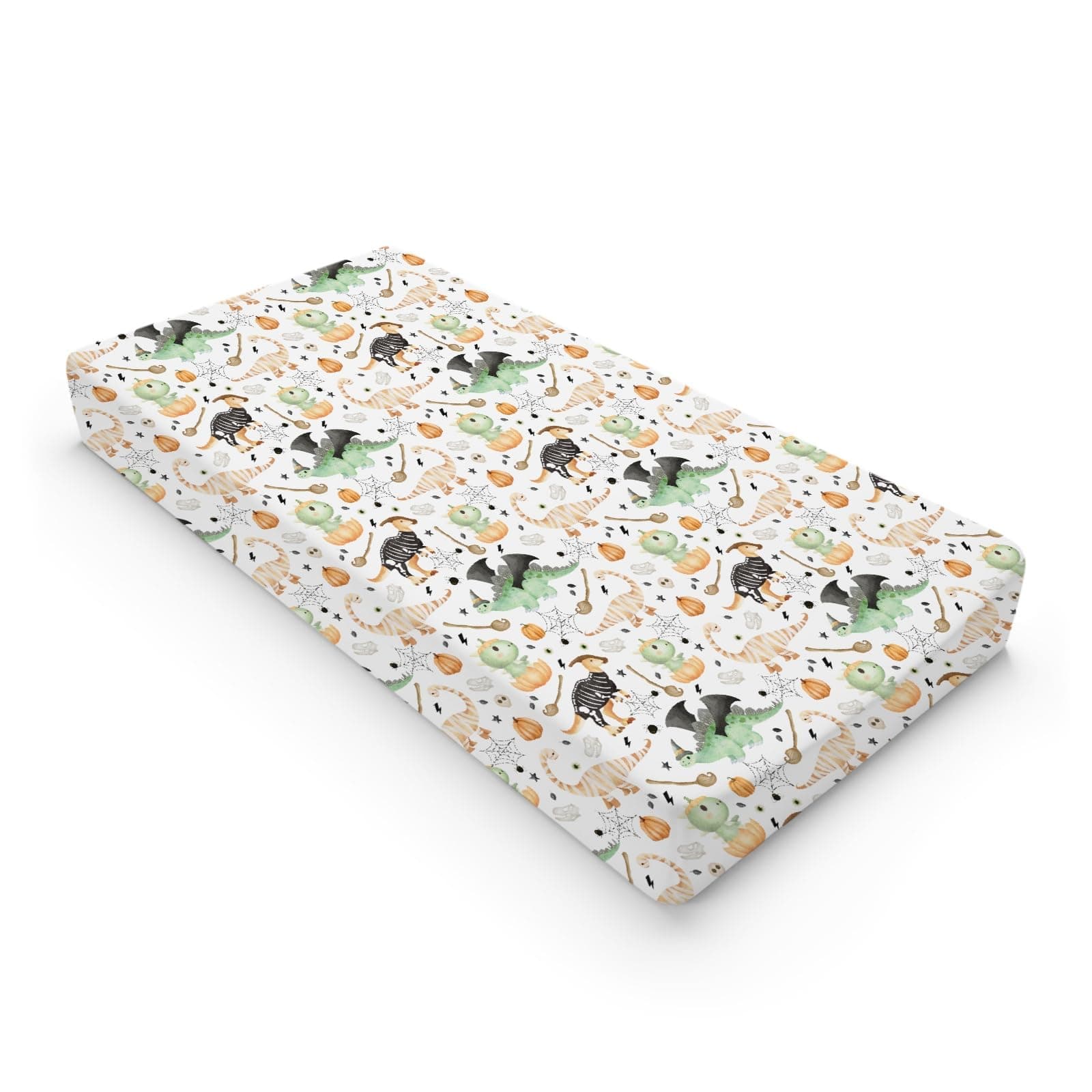 Cute Halloween Dinosaurs Baby Changing Pad Covers Spooky Skull Pumpkin Witch Diaper Change Table Sheets Girl Boy Halloween Party Decor Soft Breathable Stretchy Fitted Changing Table Mat 32''x16''