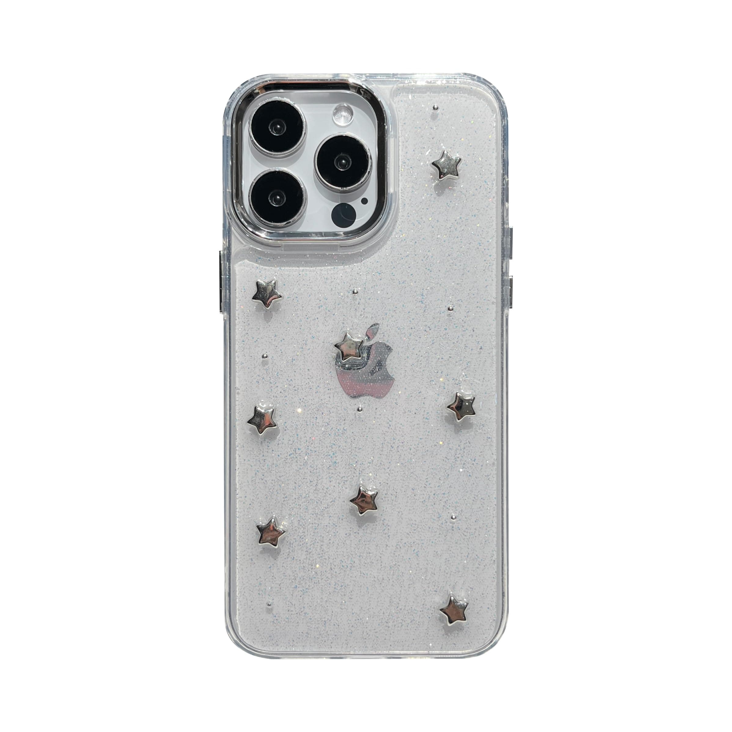 FLIRACON Bling Glitter 3D Bow Stars Clear Phone Case Compatible with iPhone Case (Star,for iPhone 16)
