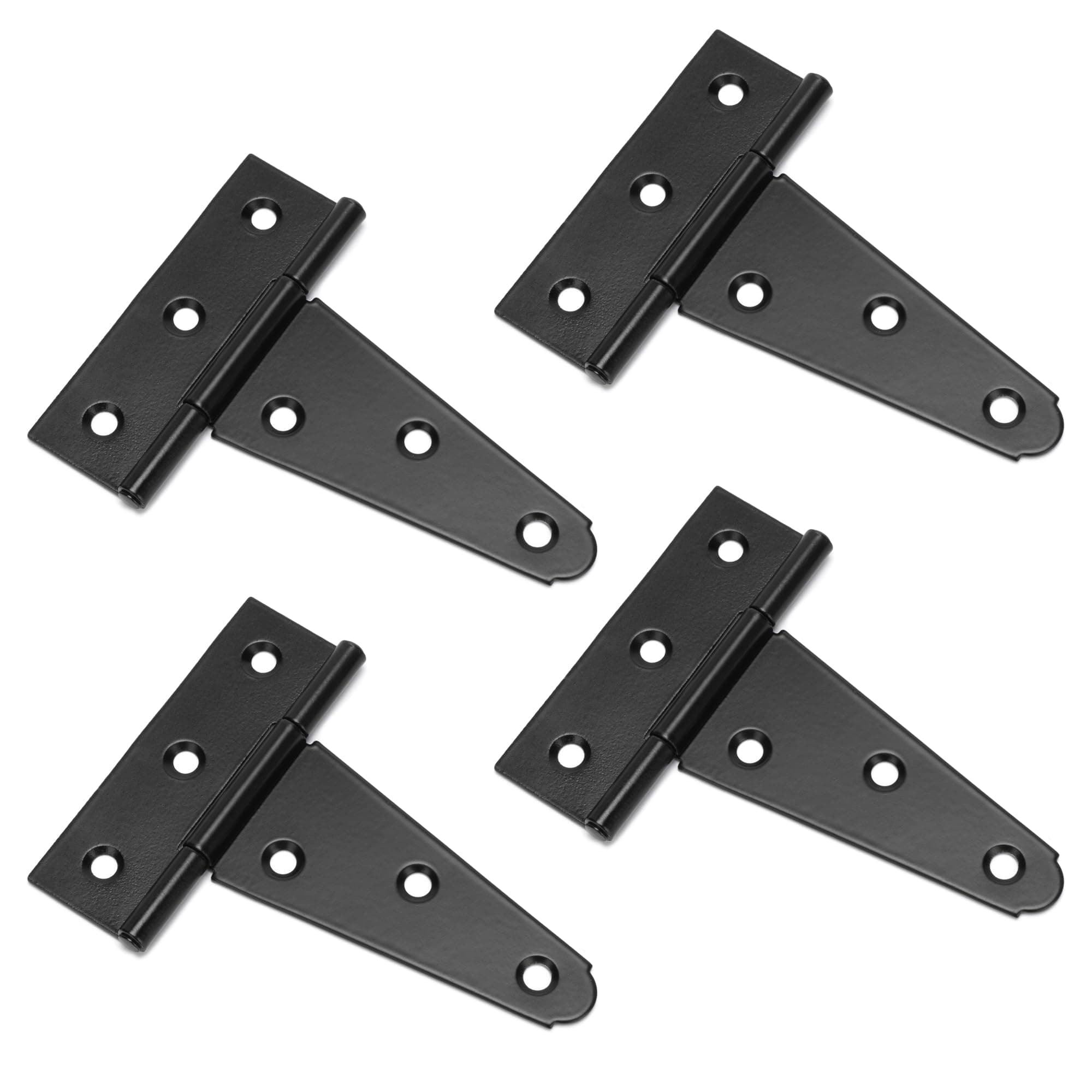 YONSIN 4" T-Strap Shed Door Hinges 4Pcs, Heavy Duty Black Tee Hings for Wooden Fence Gate, Outdoor T Hinges Barn Door Gate Hinges Hardware, Wrought Hinges Hardware, Thickness 2mm