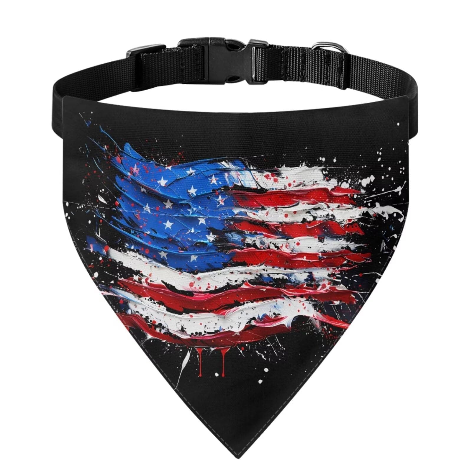 Howilath Dog Bandana Bibs Graffiti American Flag Print Pet Costume Adjustable Dog Cat Holiday Outfit Washable Triangle Scarf Kerchief for Small to Medium Pet -S