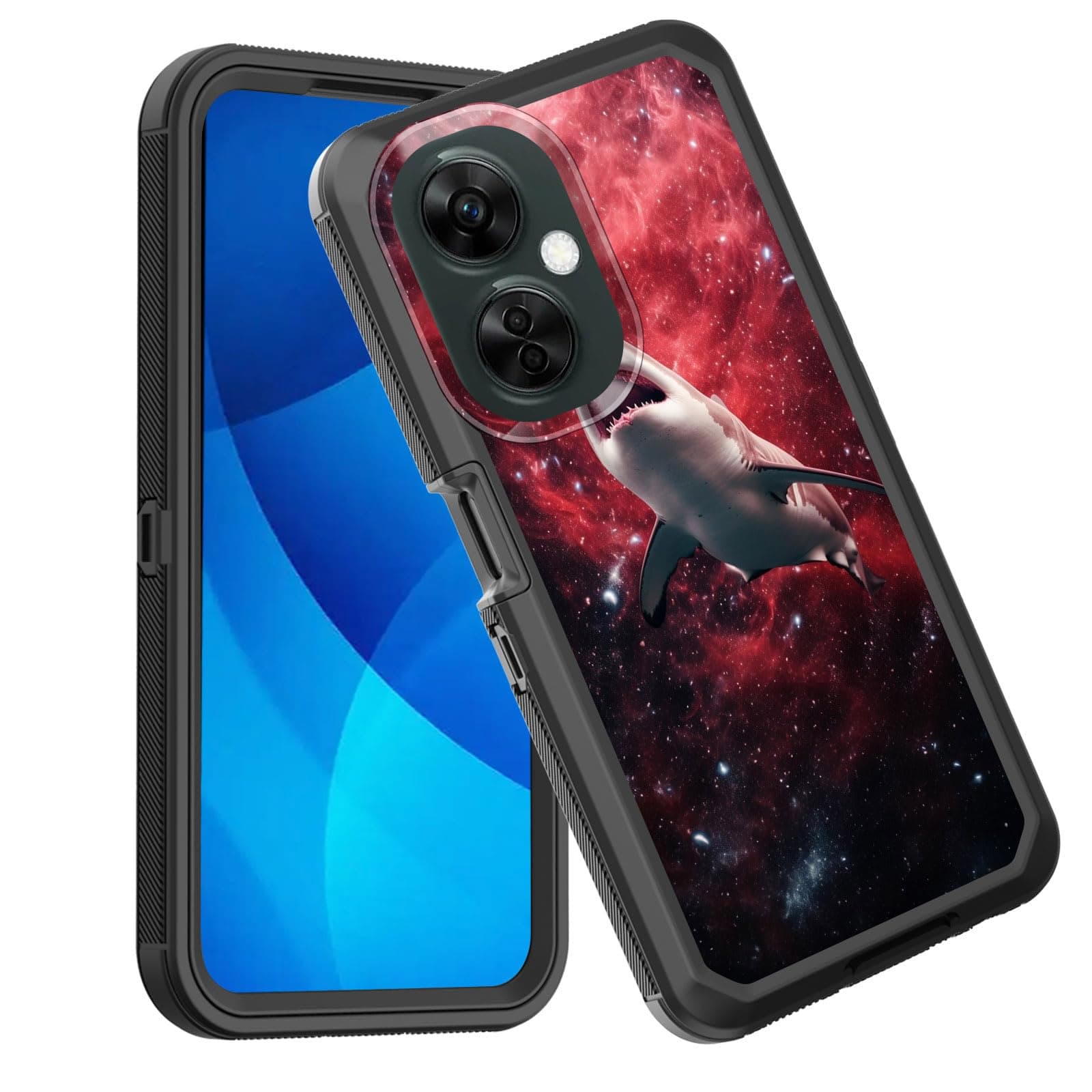 GFEWYTJYJ for OnePlus Nord N30 5G Case,Shockproof 3-Layer Full Body Protection Rugged Heavy Duty High Impact Hard Cover Case for Oneplus Nord N30/CE 3 Lite 5G,Space Shark
