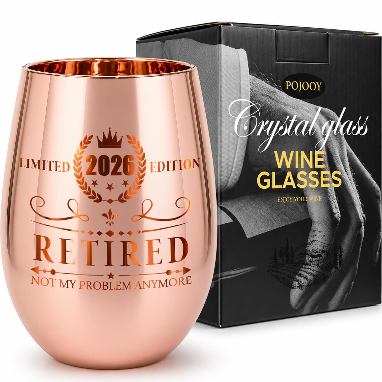 Retirement Gifts for Women - Vintage 2026 Retired Wine Glass - Retirement Decorations for Women - Classy Retired Farewell Gifts for Friend, Coworker, Teacher - Going Away Gift for Boss, Work Bestie