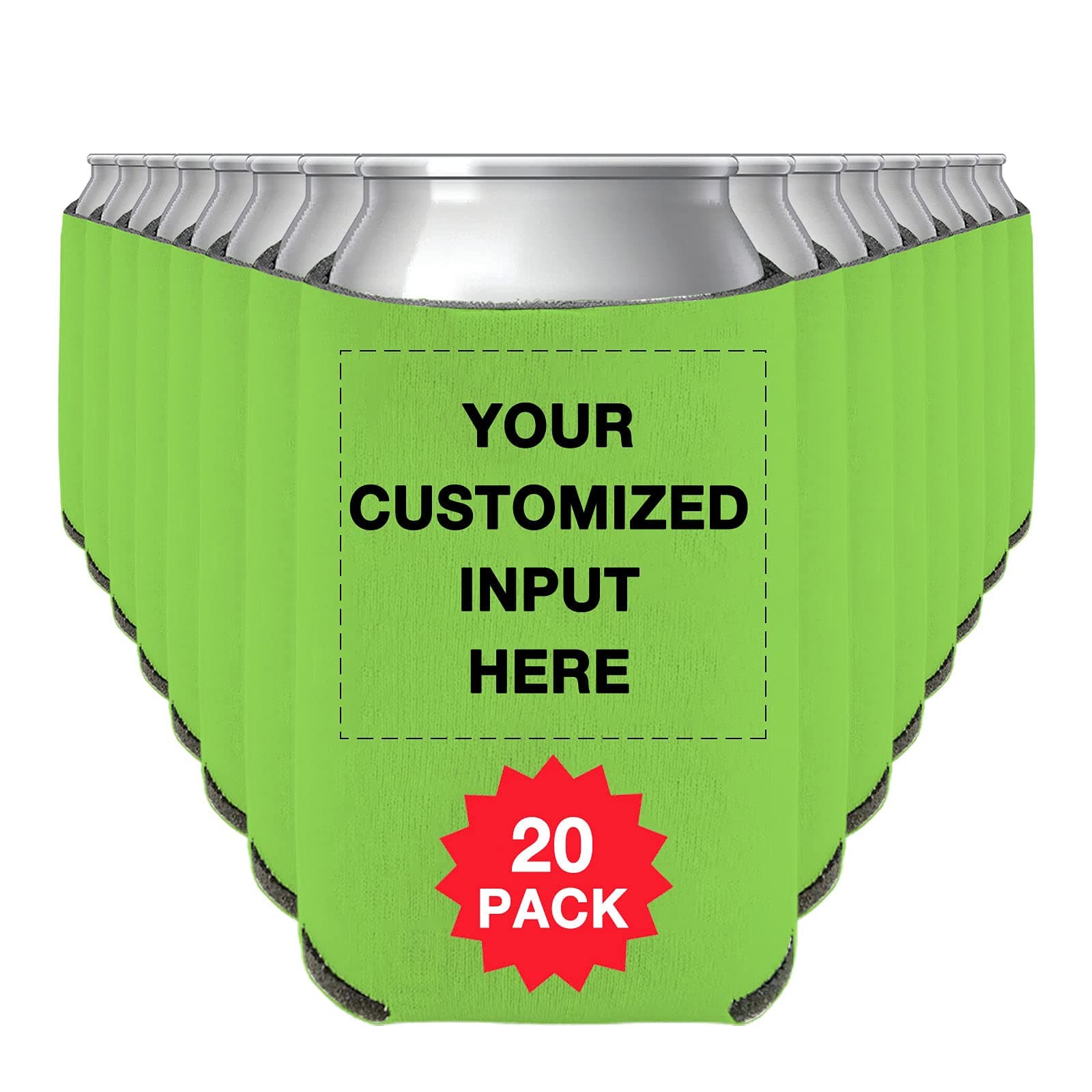 Personalized Can Sleeve Beer Coolers 20pcs Bulk, Custom Can Cooler With Photo Logo for Weddings Fishing Picnics