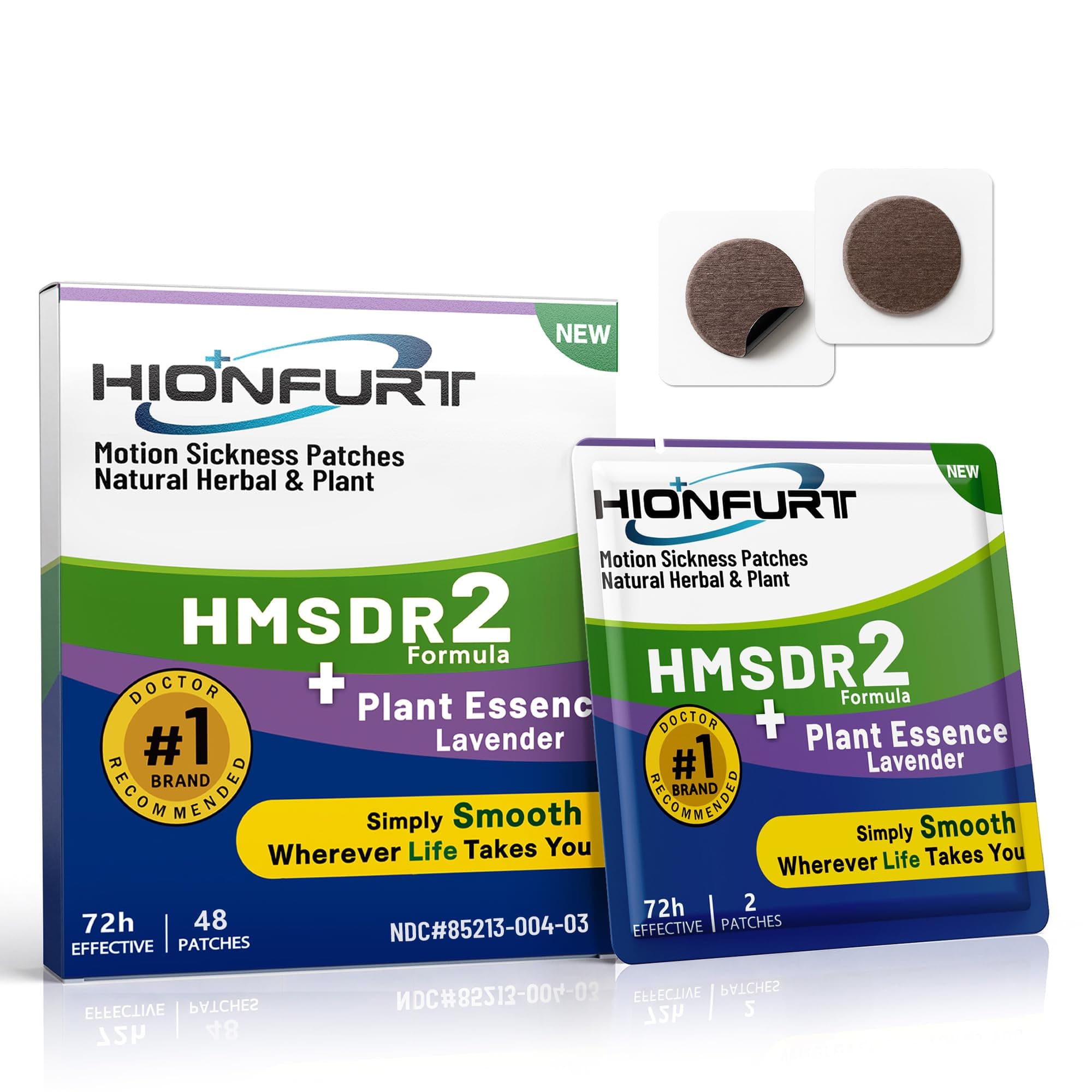 Hionfurt HMSDR2 48ct Motion Sickness Patches with Lavender Plant Essence