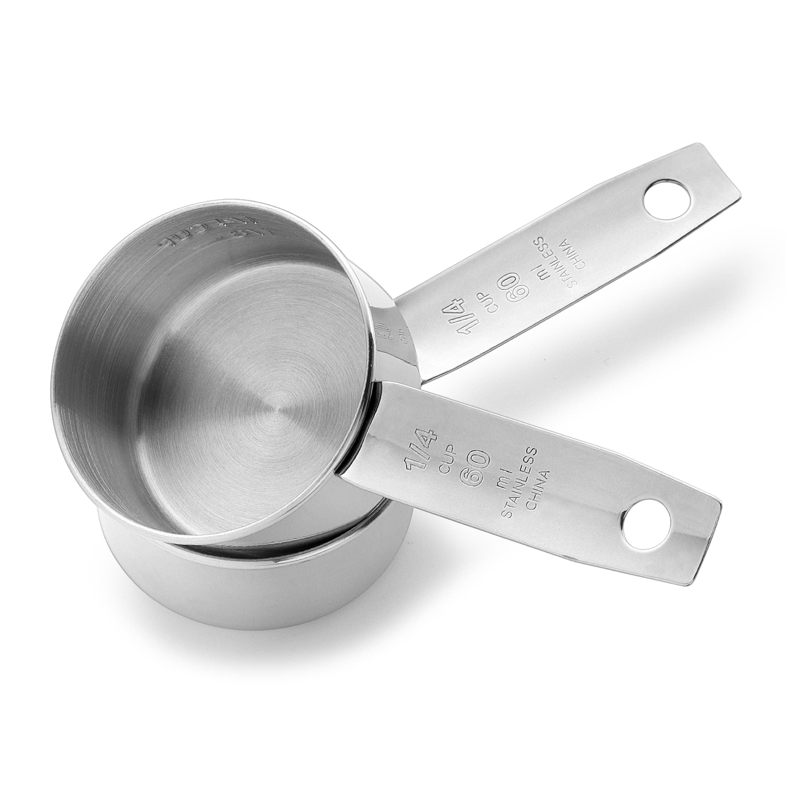 OLULU 1/4 Cup Scoop, Stainless Steel Measuring Cup Set of 2, Quarter Cup Metal Measuring Scoops for Dog Cat Pet Food, Coffee, Baking