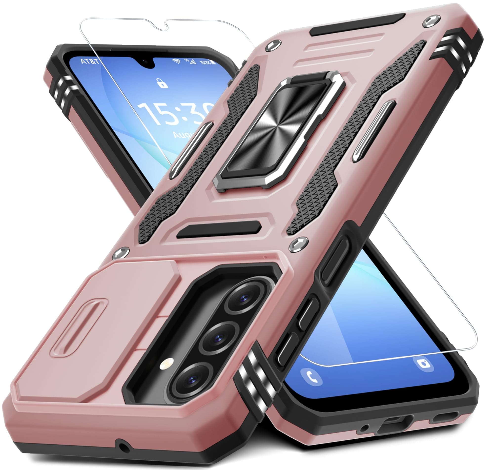 DEERLAMN for Samsung Galaxy A17 5G Case with Screen Protector, Rose Gold