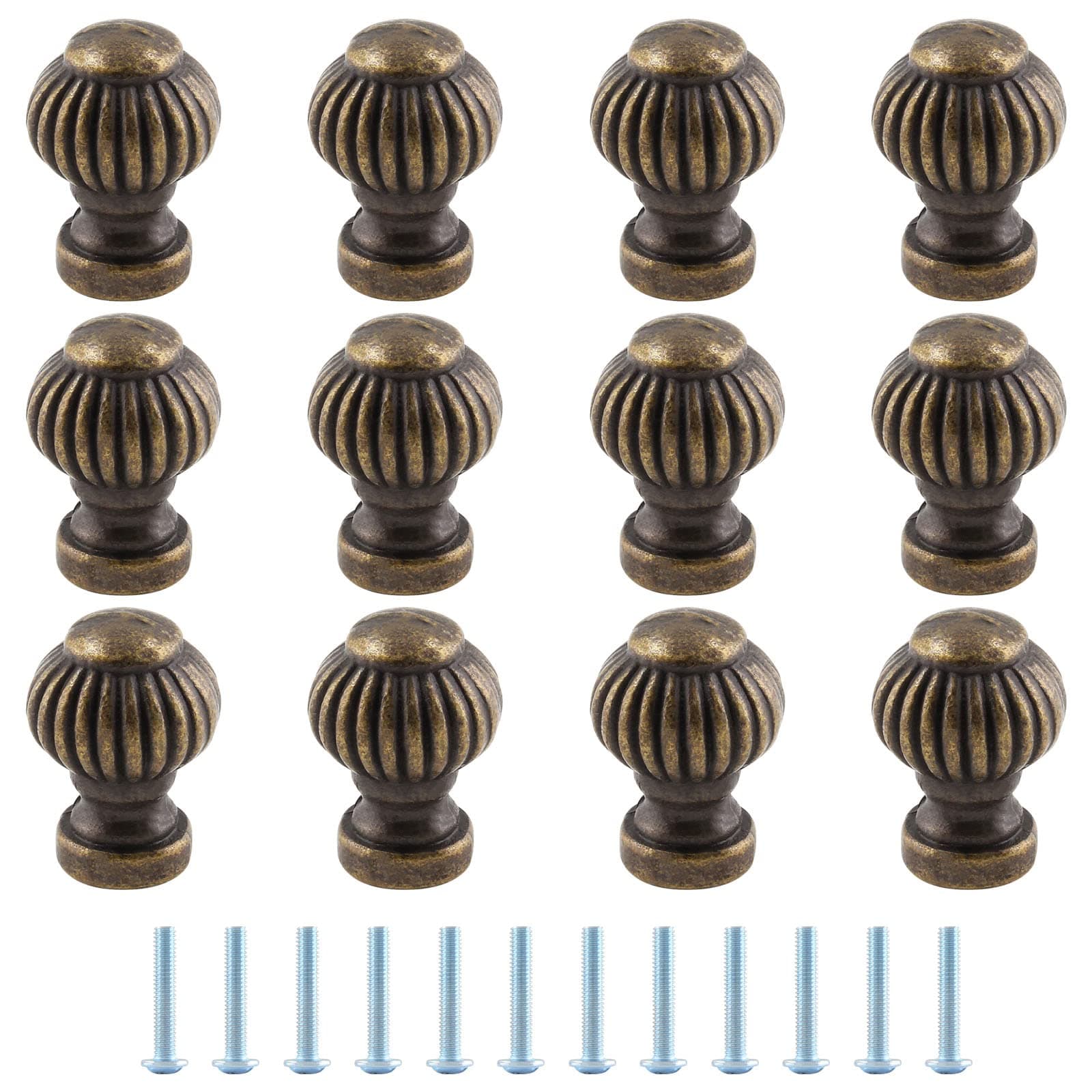 Uenhoy 12 Pcs Mini Vintage Lantern Knobs 0.55" Dia for Jewelry Box Gift Case, Antique Bronze Cabinet Pulls, 14mm x 19mm