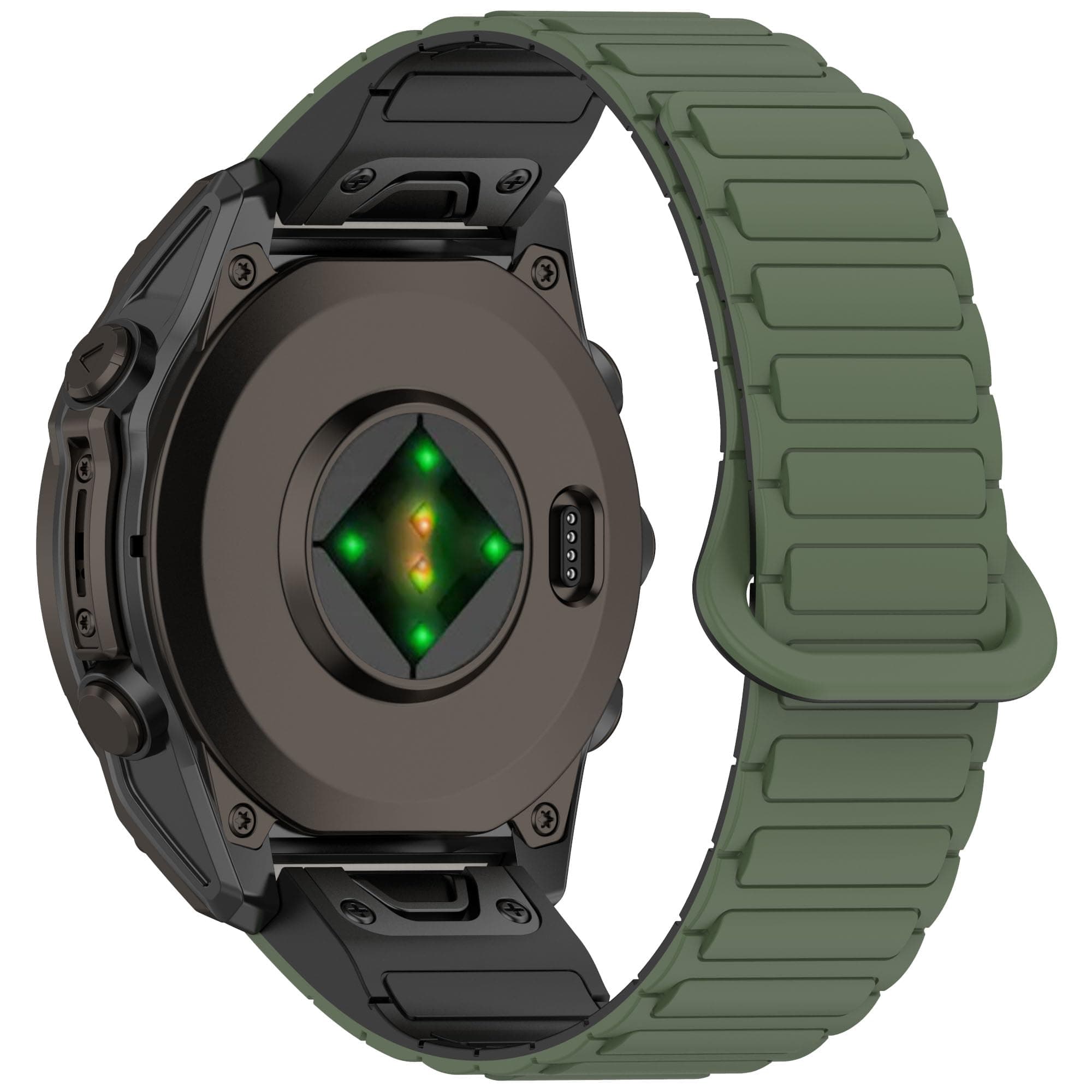 Compatible with Garmin Fenix 8 43MM 47MM 51MM/Fenix 7/7S/7X,Fenix 6/6S/6X Bands Silicone Sport Strap Magnet Link Solo Loop Replacement Wristband (DarkGreen, Fenix8 43mm/7S/6S)