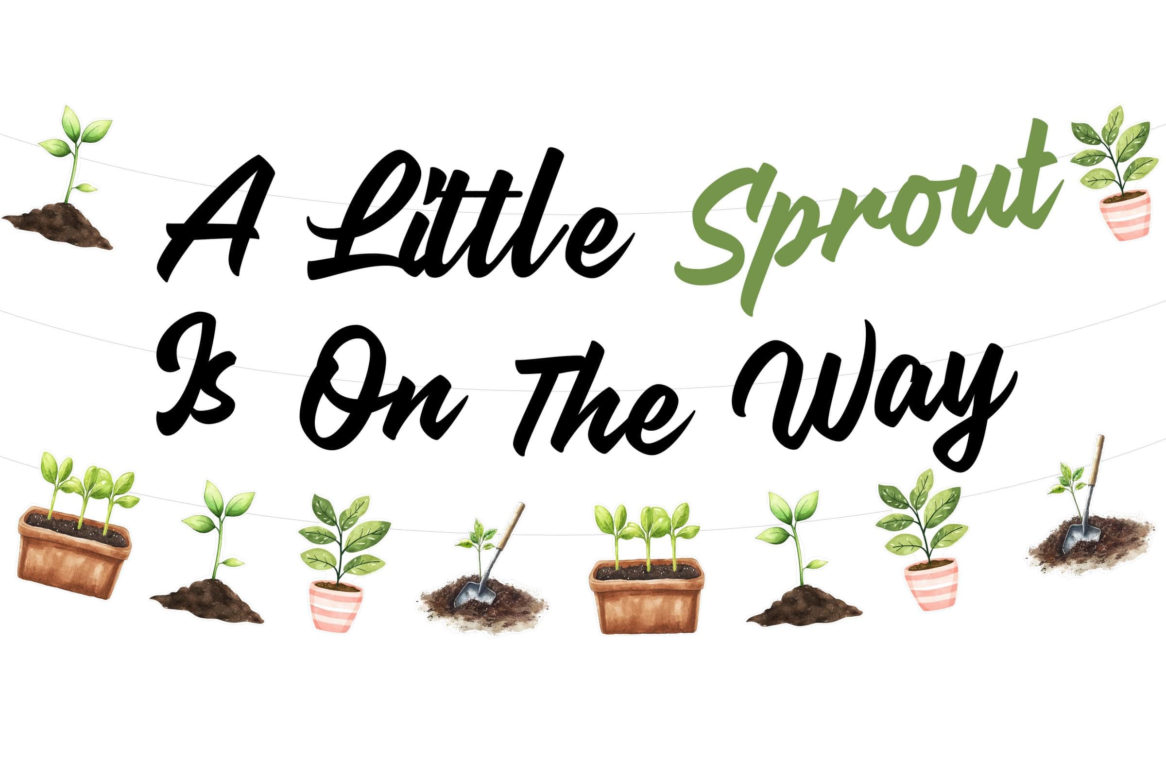 Cheereveal Sprout Theme Banner Garland Set, A Little Sprout is On The Way Banner, Spring Garden Farm Themed Baby Shower Gender Reveal Birthday Party Decoration Decors