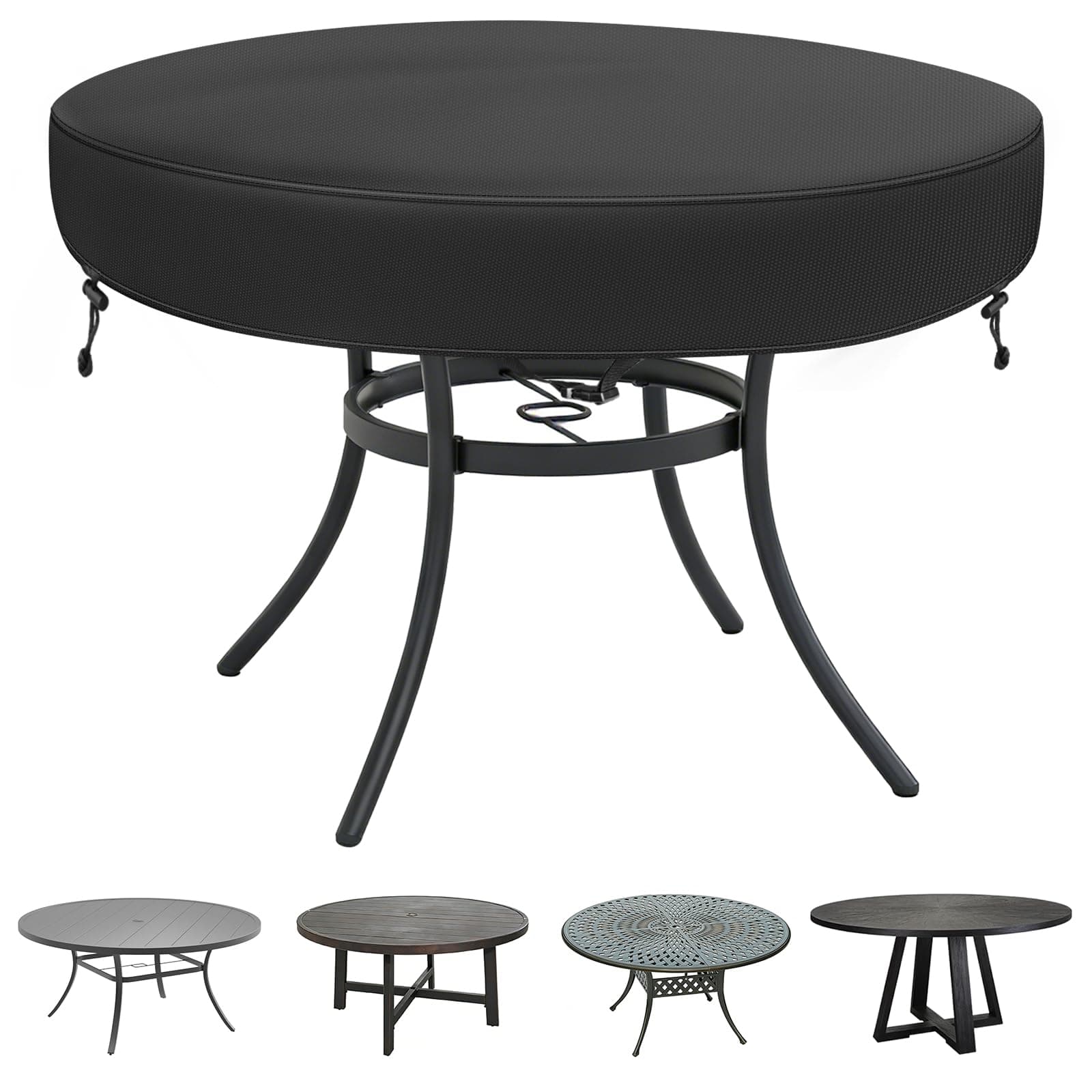 TWAKAP 60" Round Outdoor Table Cover, 100% Waterproof Round Patio Table Cover, UV-Proof,Windproof,Durable Patio Table Covers for Outdoor Furniture Such As Coffee Tables, Bristol Table,Dinning Table