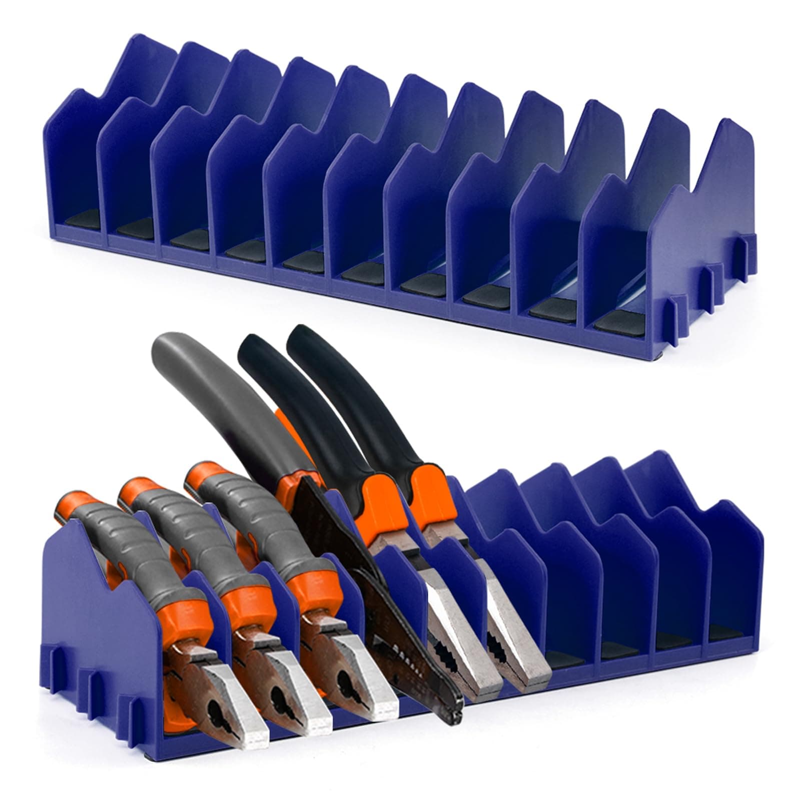 2 Pack Plier Organizer Rack, Pliers Cutters Organizer with Non-Slip Base, 20 Slots Tool Box Organizer, Keep Tools Organized in Drawers(COLOR:Blue)