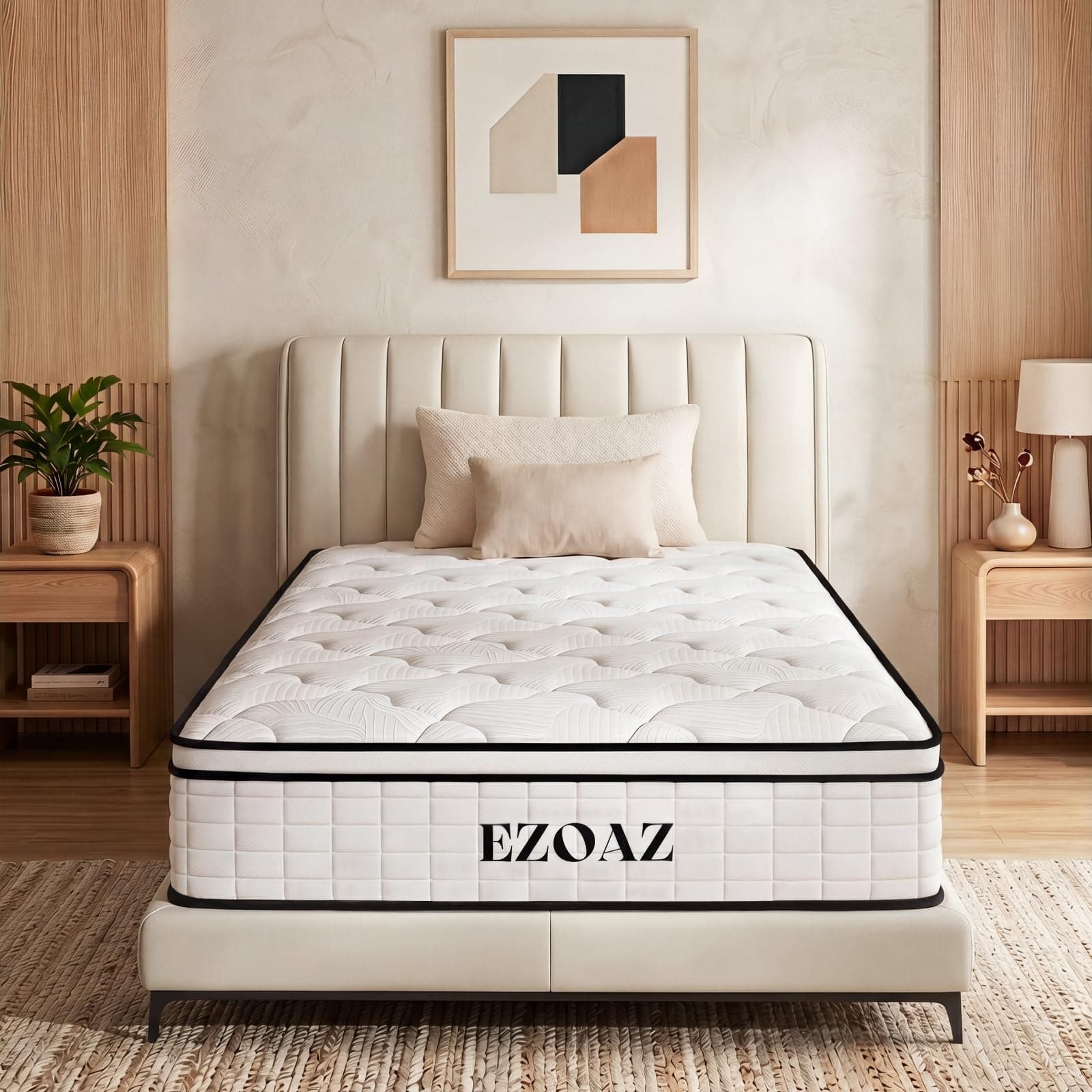 EZOAZ 10 Inch Twin Hybrid Mattress, Cooling Gel Memory Foam & Motion Isolatin Pocket Springs, Medium Firm Support for Back Pain Relief, Motion Isolation, Oeko-TEX, Mattress in a Box, 30-Night Trial